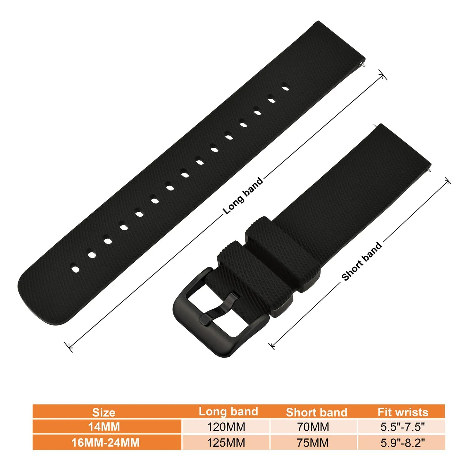ANNEFIT Cinturino per Orologi in Silicone per Uomo Donna con Fibbia Nera, Cinturini 22mm in Gomma Morbida con Sgancio Rapido (Nero) - immagine 4