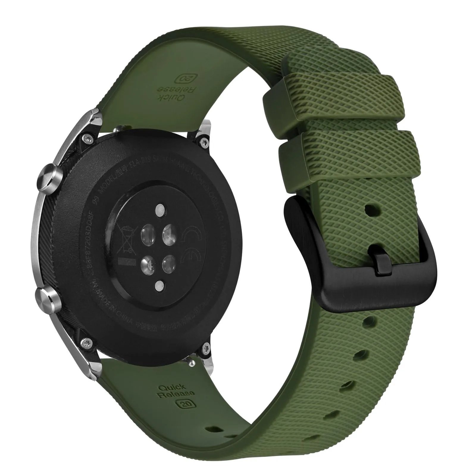 ANNEFIT Cinturino per Orologi in Silicone per Uomo Donna con Fibbia Nera, Cinturini 22mm in Gomma Morbida con Sgancio Rapido (Verde Oliva) - immagine 9