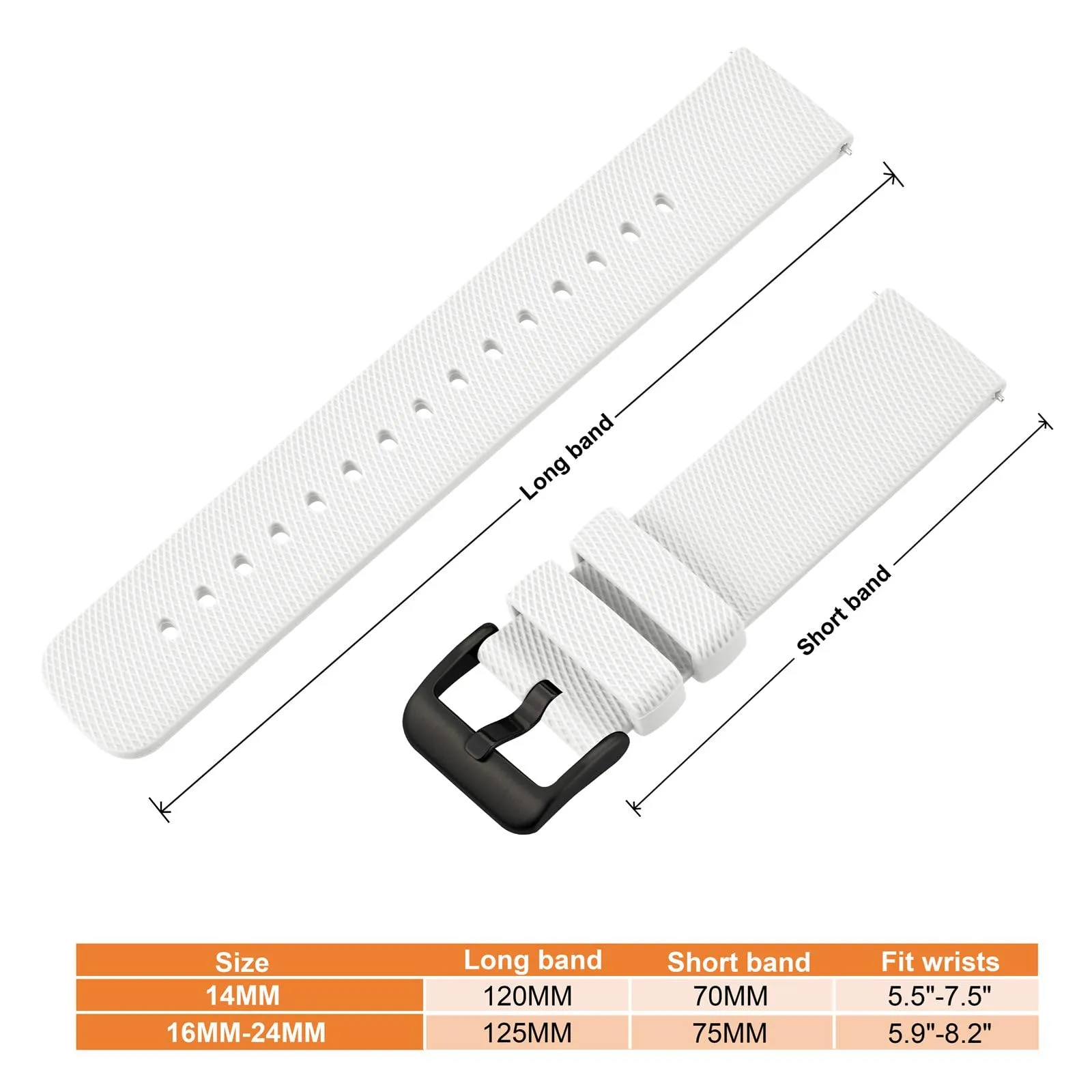 ANNEFIT Cinturino per Orologi in Silicone per Uomo Donna con Fibbia Nera, Cinturini 14mm in Gomma Morbida con Sgancio Rapido (Bianca) - immagine 4