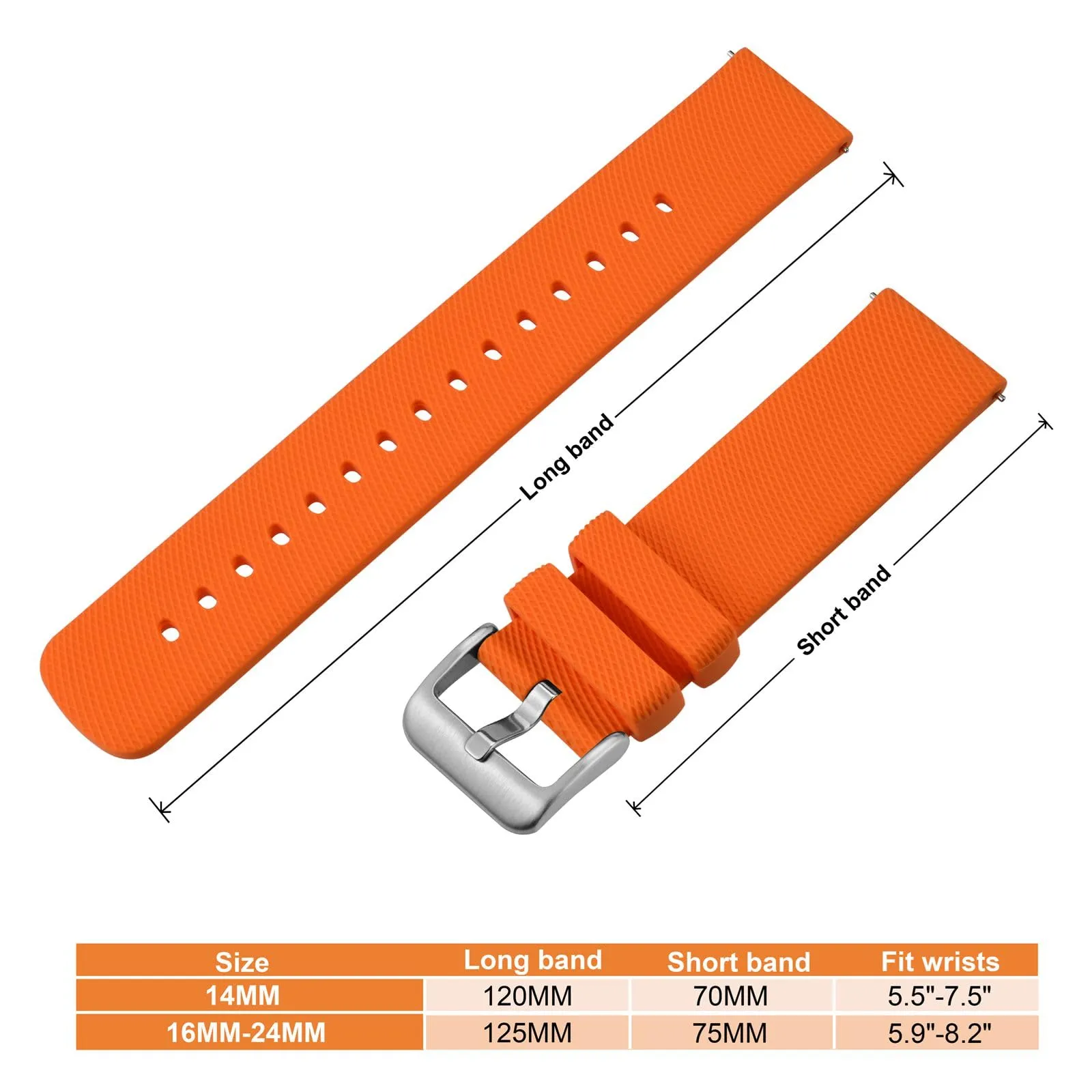 ANNEFIT Cinturino per Orologi in Silicone per Uomo Donna con Fibbia Argento, Cinturini 22mm in Gomma Morbida con Sgancio Rapido (Arancia) - immagine 4