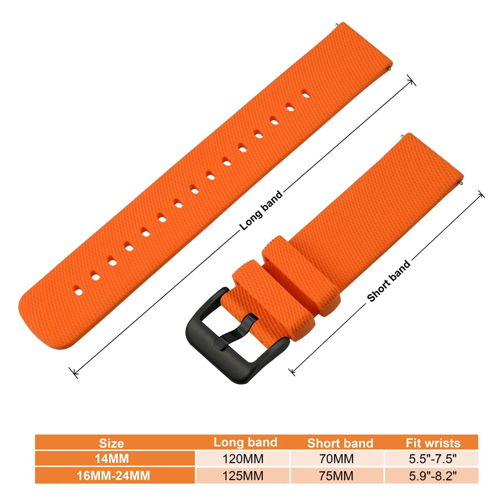 ANNEFIT Cinturino per Orologi in Silicone per Uomo Donna con Fibbia Nera, Cinturini 14mm in Gomma Morbida con Sgancio Rapido (Arancia) - immagine 4