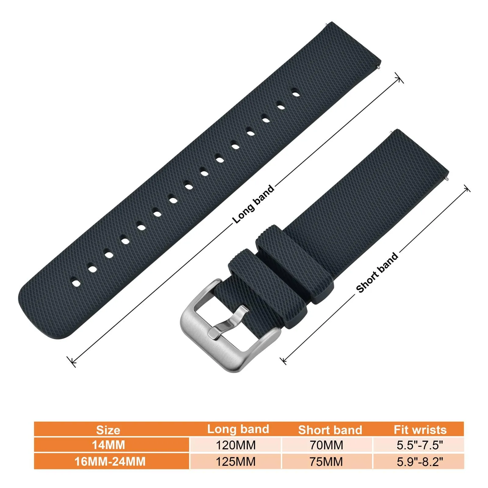 ANNEFIT Cinturino per Orologi in Silicone per Uomo Donna con Fibbia Argento, Cinturini 19mm in Gomma Morbida con Sgancio Rapido (Grigio Scuro) - immagine 4