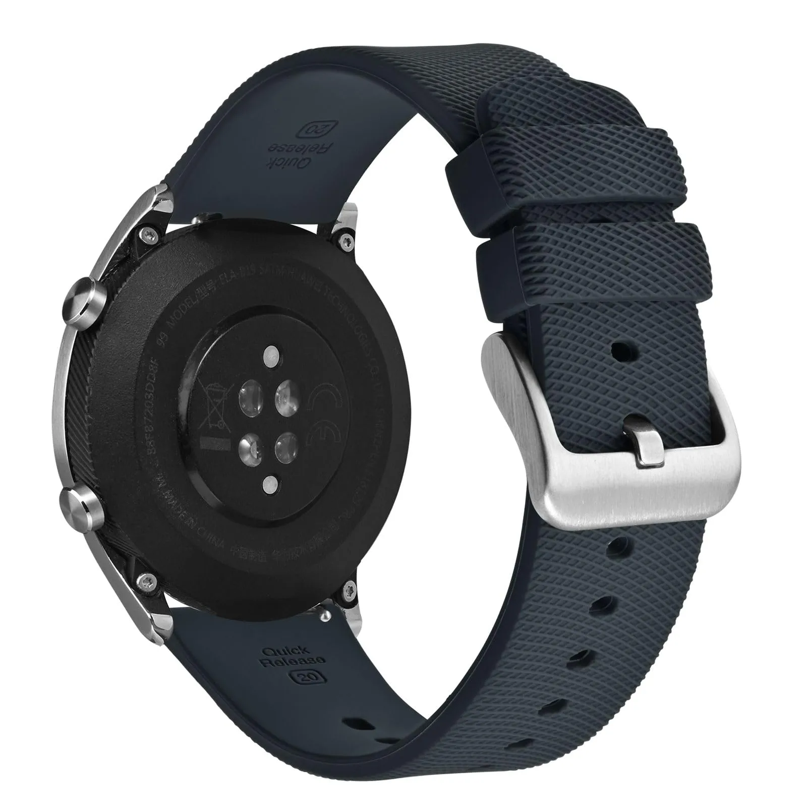 ANNEFIT Cinturino per Orologi in Silicone per Uomo Donna con Fibbia Argento, Cinturini 19mm in Gomma Morbida con Sgancio Rapido (Grigio Scuro) - immagine 9
