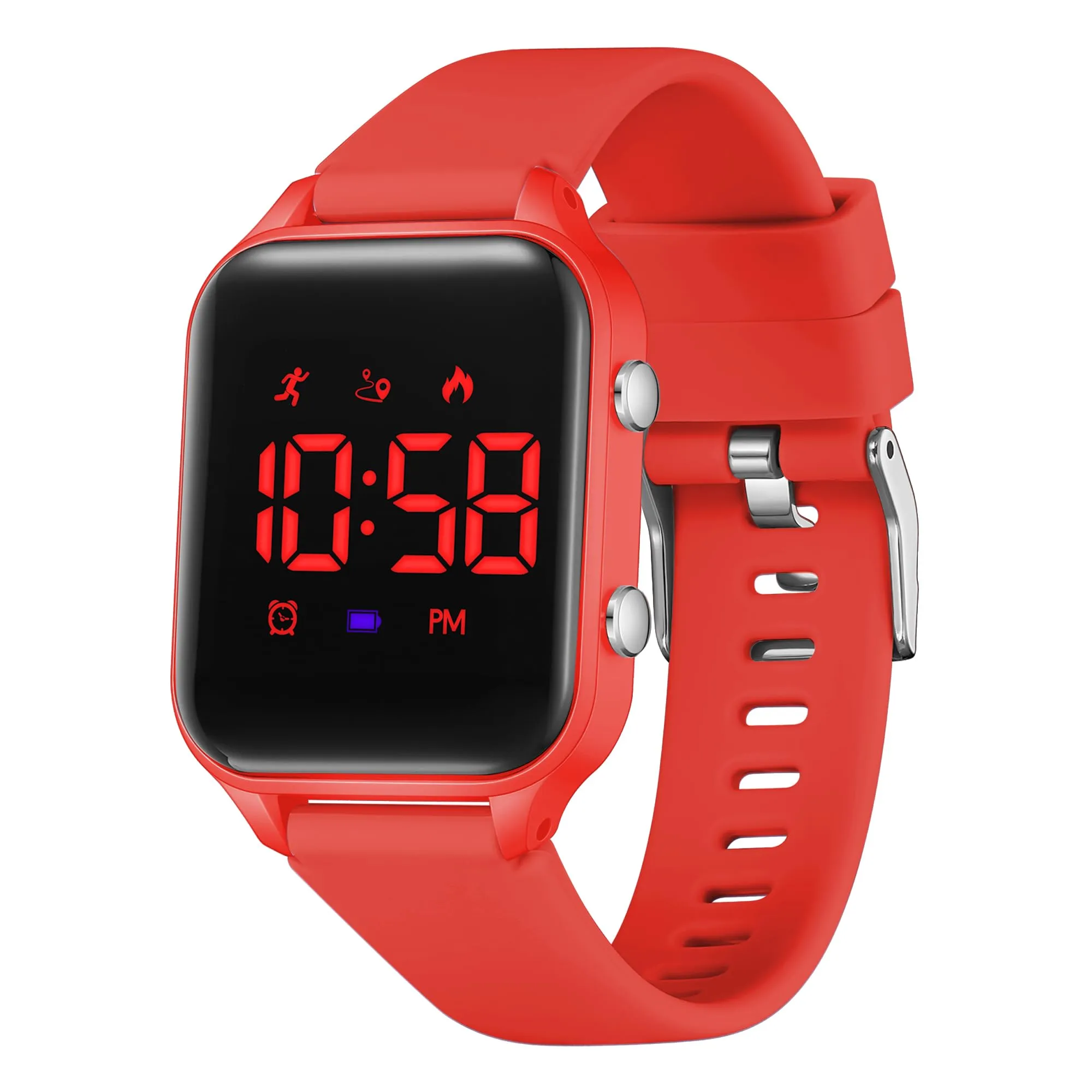 caprock Orologio digitale a LED per bambini, con contapassi, impermeabile fino a 50 atm, con calcolo della distanza/vibrazione, doppia sveglia/cronometro - immagine 1
