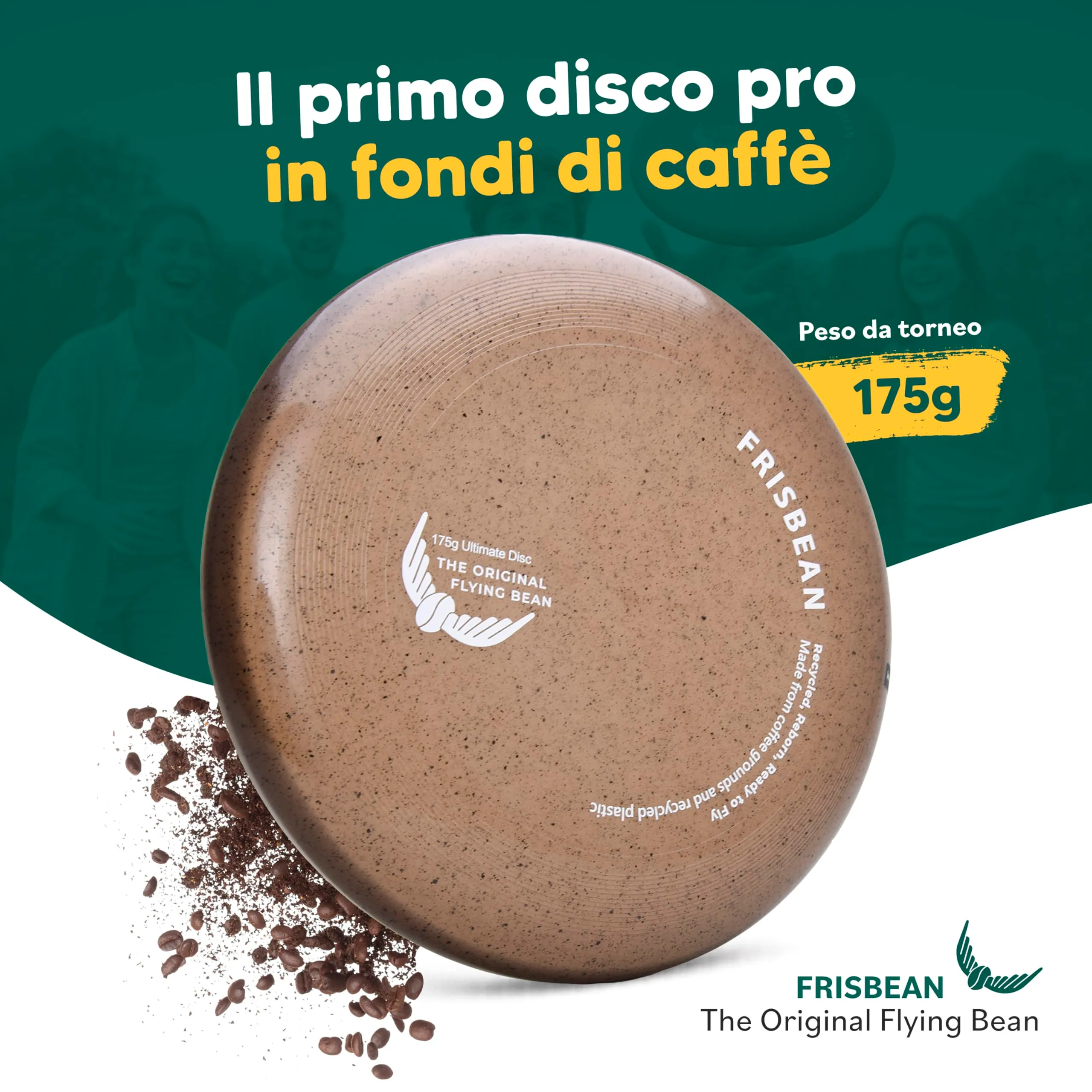 two46 KINDSKOPF Frisbee 175g – Disco Volante Ultimate sostenibile in plastica Riciclata – Frisbee Professionale per Spiaggia e Parco – Gioco all'aperto Antiscivolo - immagine 2