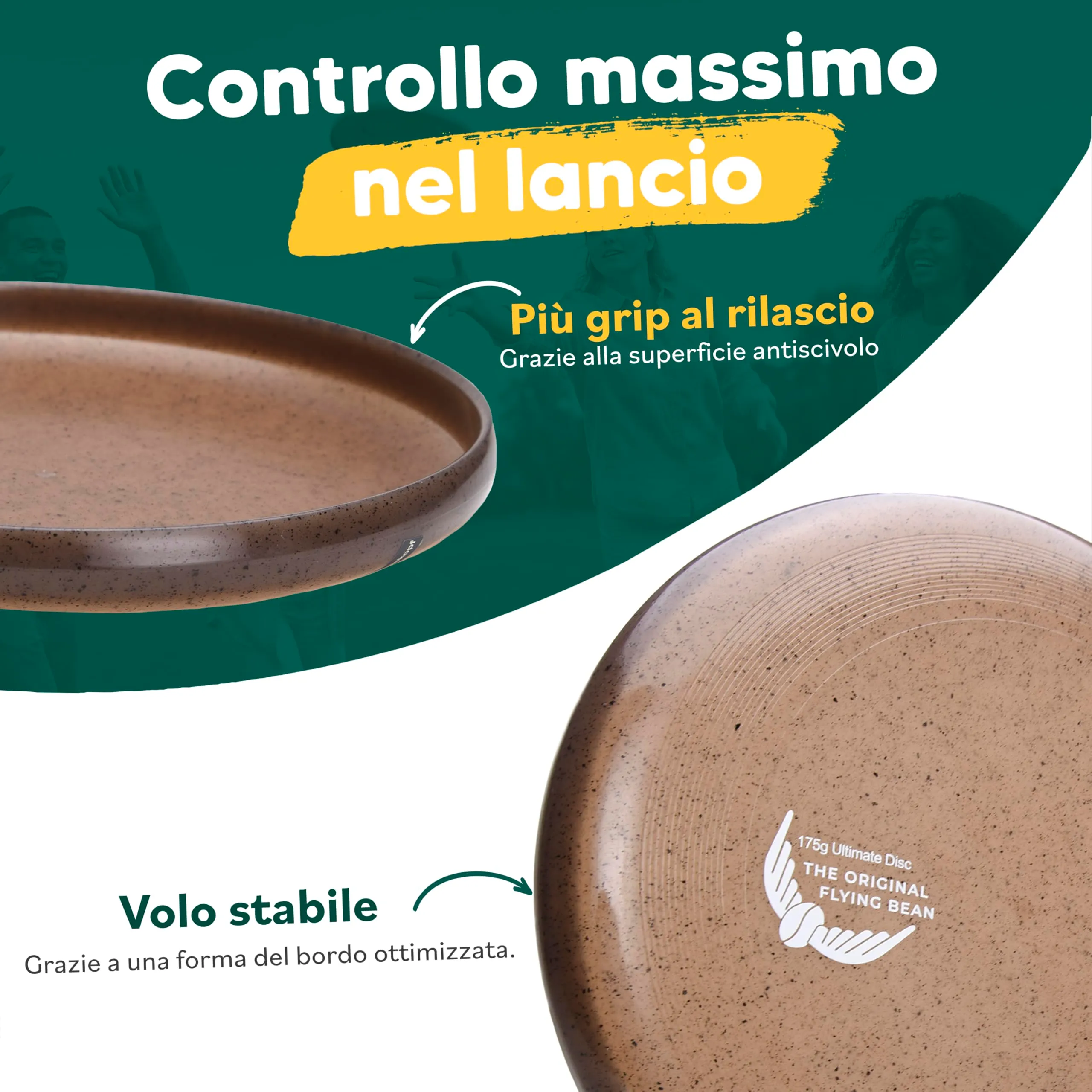 two46 KINDSKOPF Frisbee 175g – Disco Volante Ultimate sostenibile in plastica Riciclata – Frisbee Professionale per Spiaggia e Parco – Gioco all'aperto Antiscivolo - immagine 5