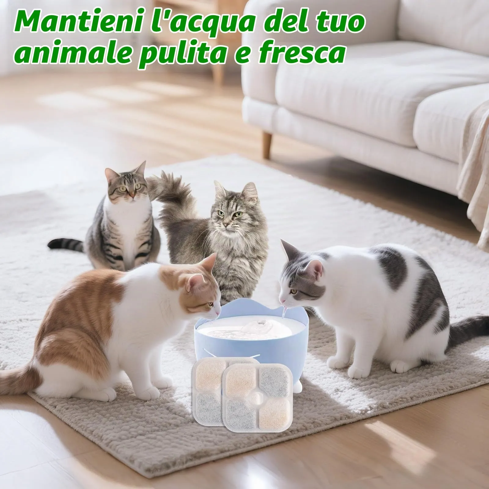 Foydream 20 Pezzi Filtro Fontanella per Gatti con Resina e Carboni Attivi, Filtri di Ricambio Compatibili con Catit Pixi, Accessori Fontana Acqua per Gatti e Cani - immagine 2