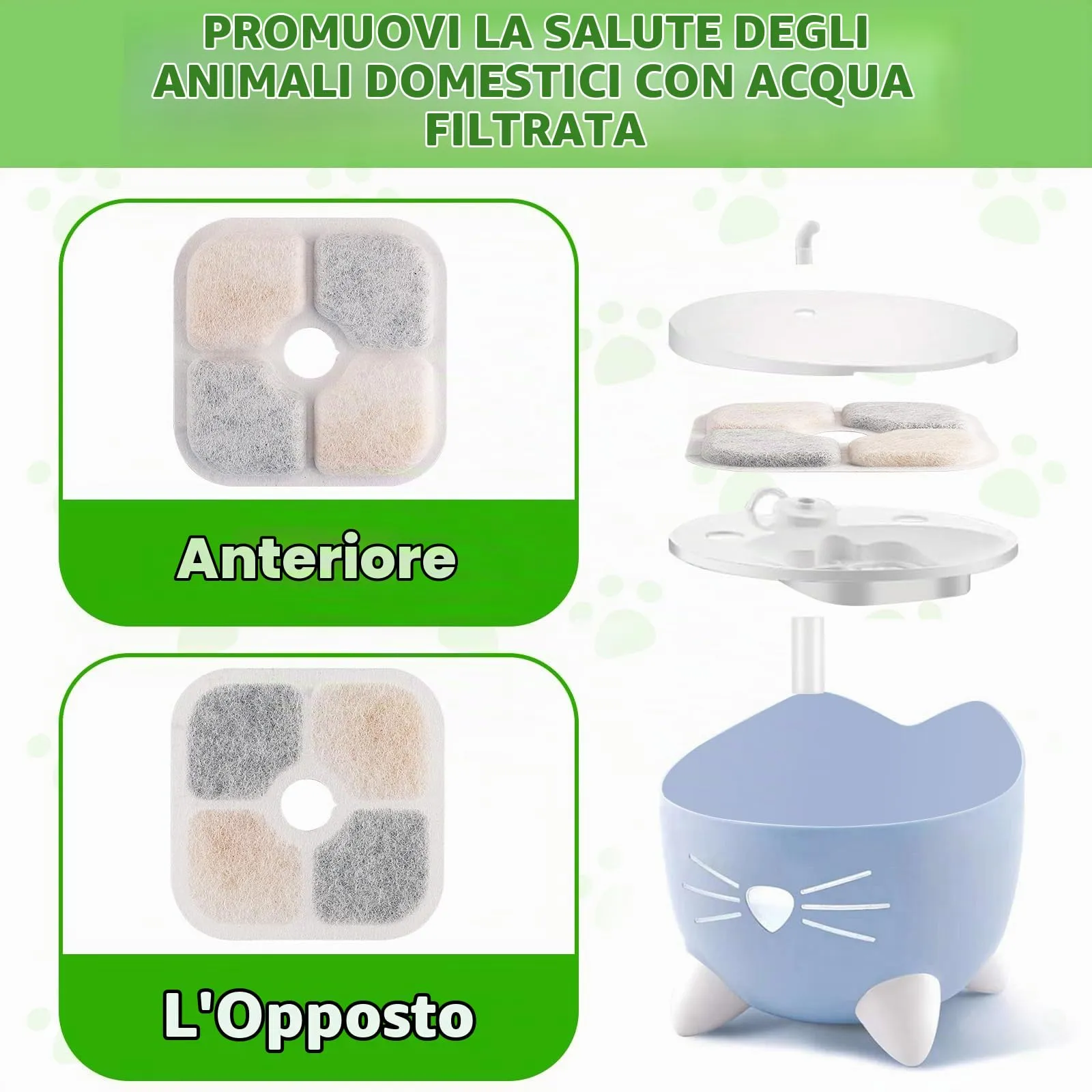 Foydream 20 Pezzi Filtro Fontanella per Gatti con Resina e Carboni Attivi, Filtri di Ricambio Compatibili con Catit Pixi, Accessori Fontana Acqua per Gatti e Cani - immagine 4