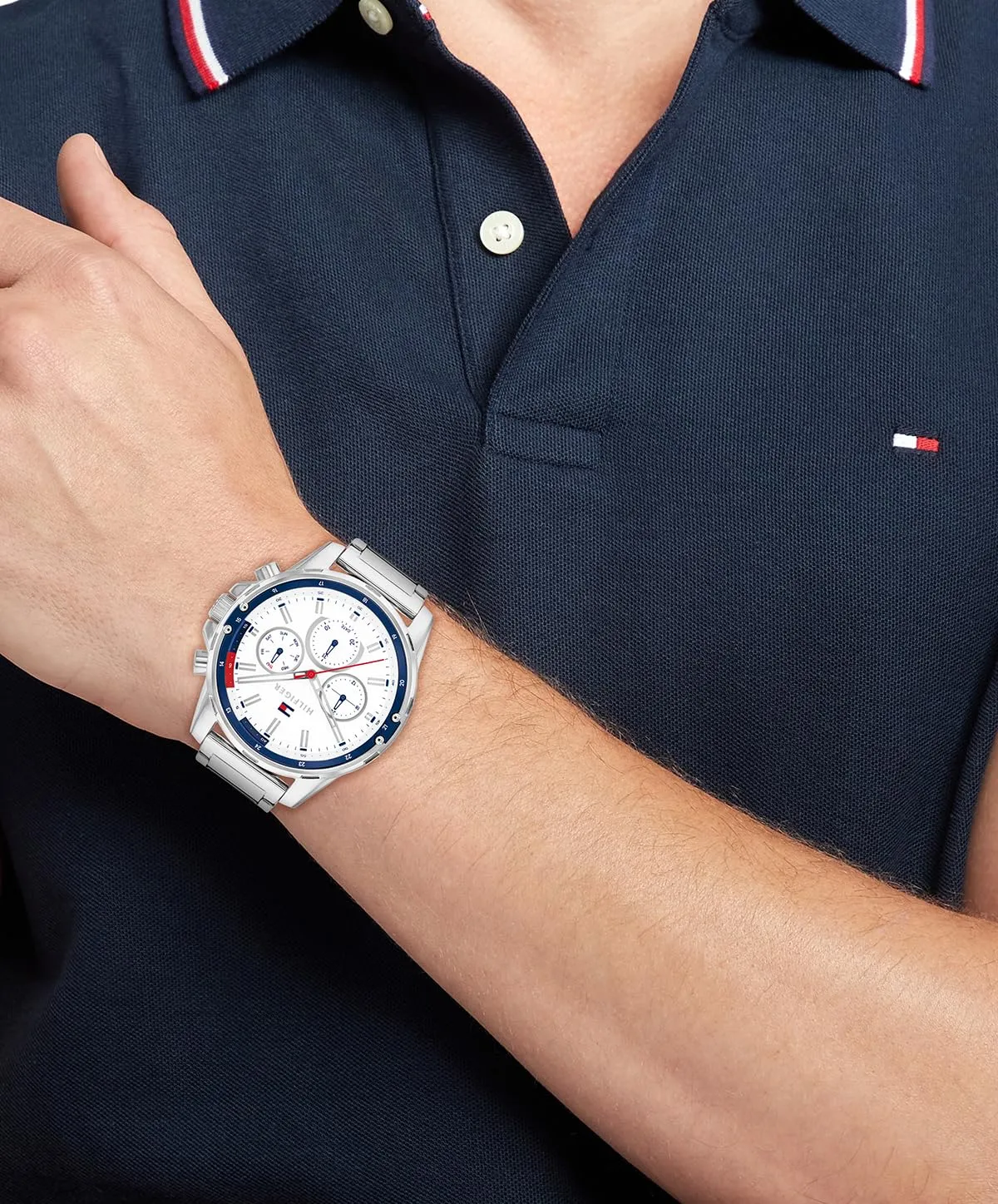 Tommy Hilfiger Orologio Multifunzione Analogico al Quarzo da Uomo con Cinturino in Acciaio Inossidabile o in Silicone - immagine 4