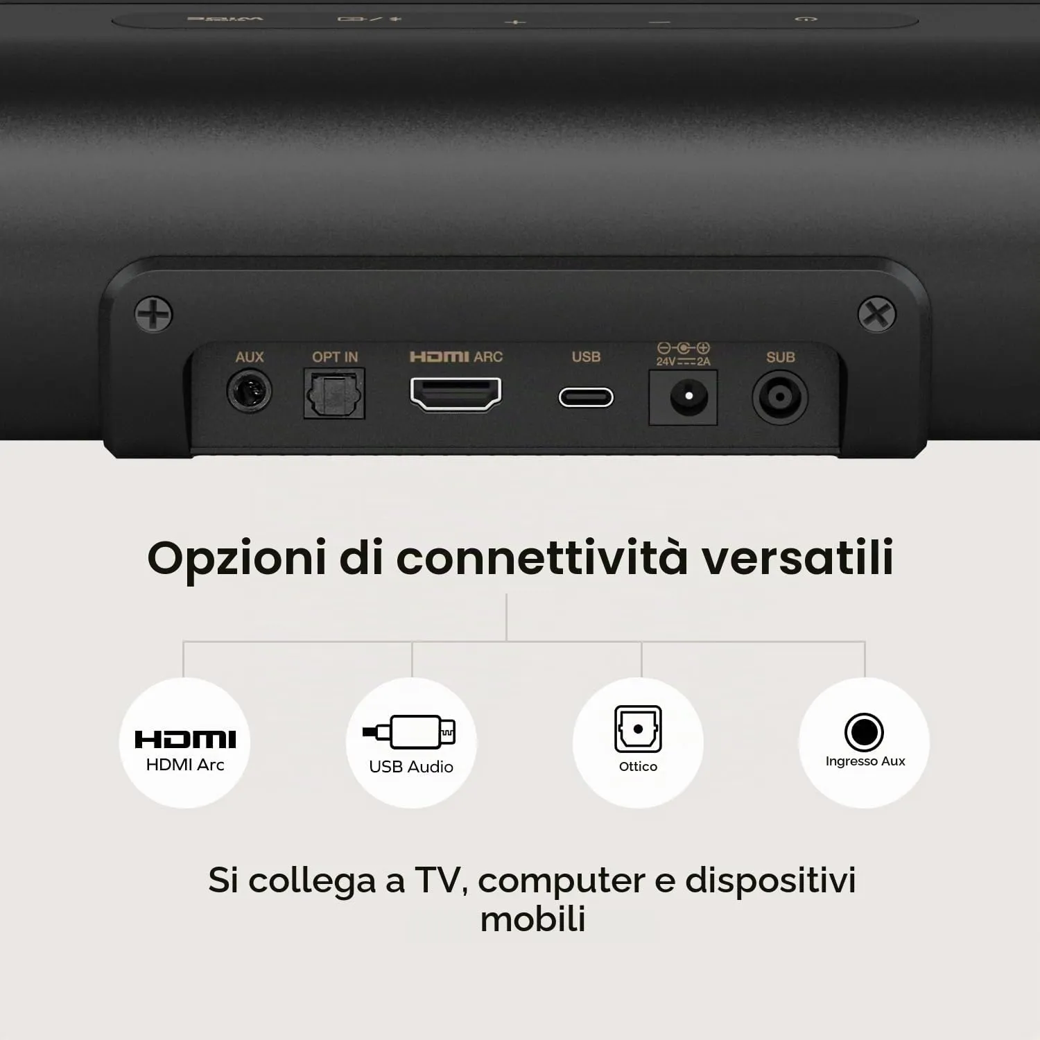 CREATIVE Stage Pro - Soundbar 2.1 con Dolby Audio, HDMI, Bluetooth 5.3, Audio USB – per TV, PC e dispositivi mobili - immagine 6