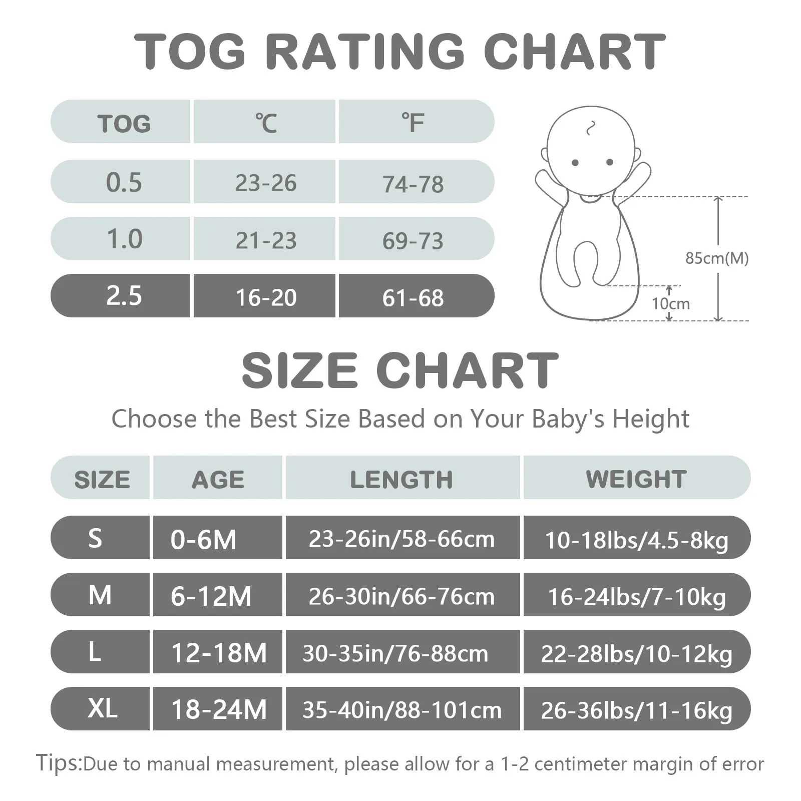 Mosebears Mosbears Sacco nanna invernale per bambini, 2,5 Tog, 100% cotone, diverse dimensioni dalla nascita fino a 24 mesi, adatto per tutto l'anno(Rinoceronte,L(12 a 18 mesi)) - immagine 2