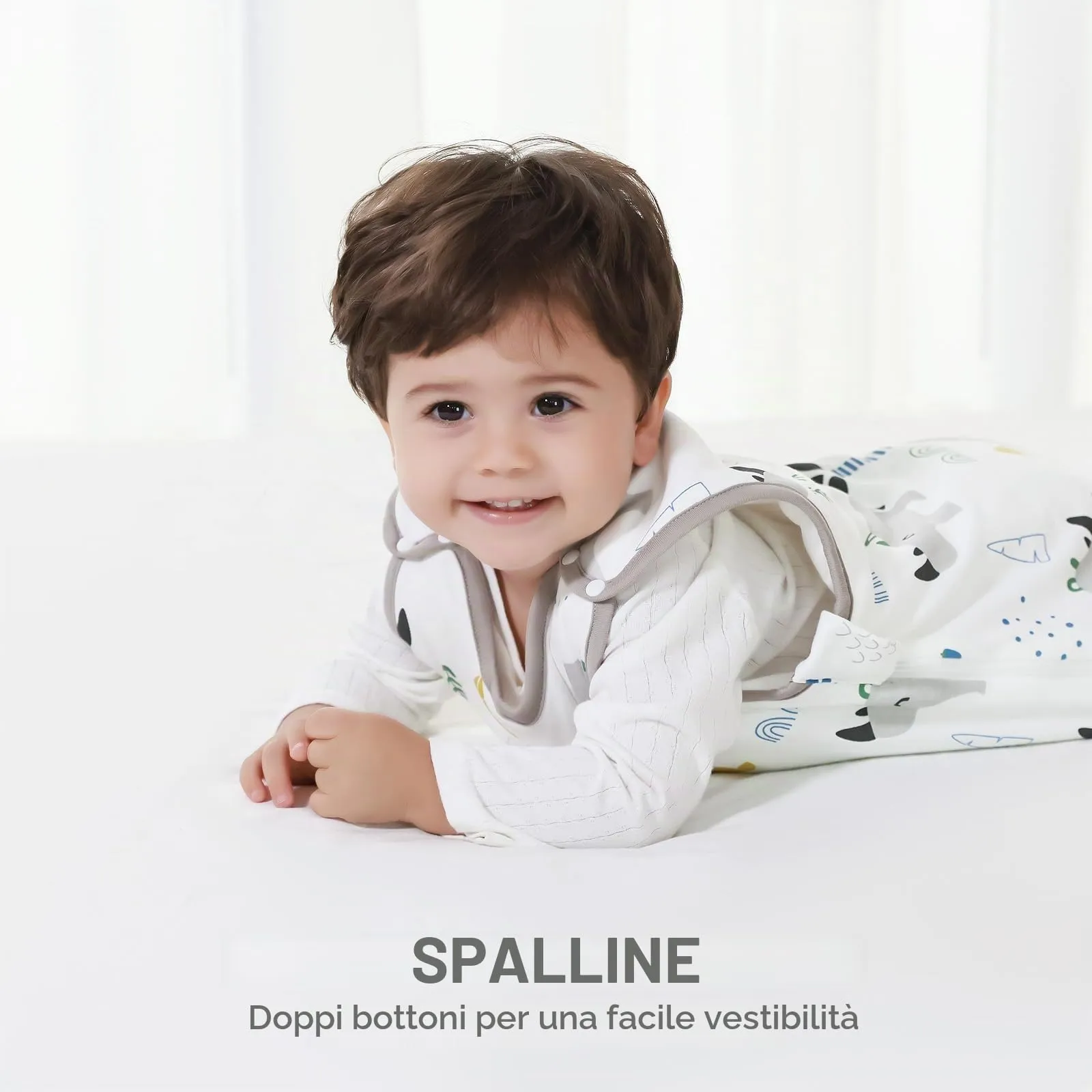 Mosebears Mosbears Sacco nanna invernale per bambini, 2,5 Tog, 100% cotone, diverse dimensioni dalla nascita fino a 24 mesi, adatto per tutto l'anno(Rinoceronte,L(12 a 18 mesi)) - immagine 7