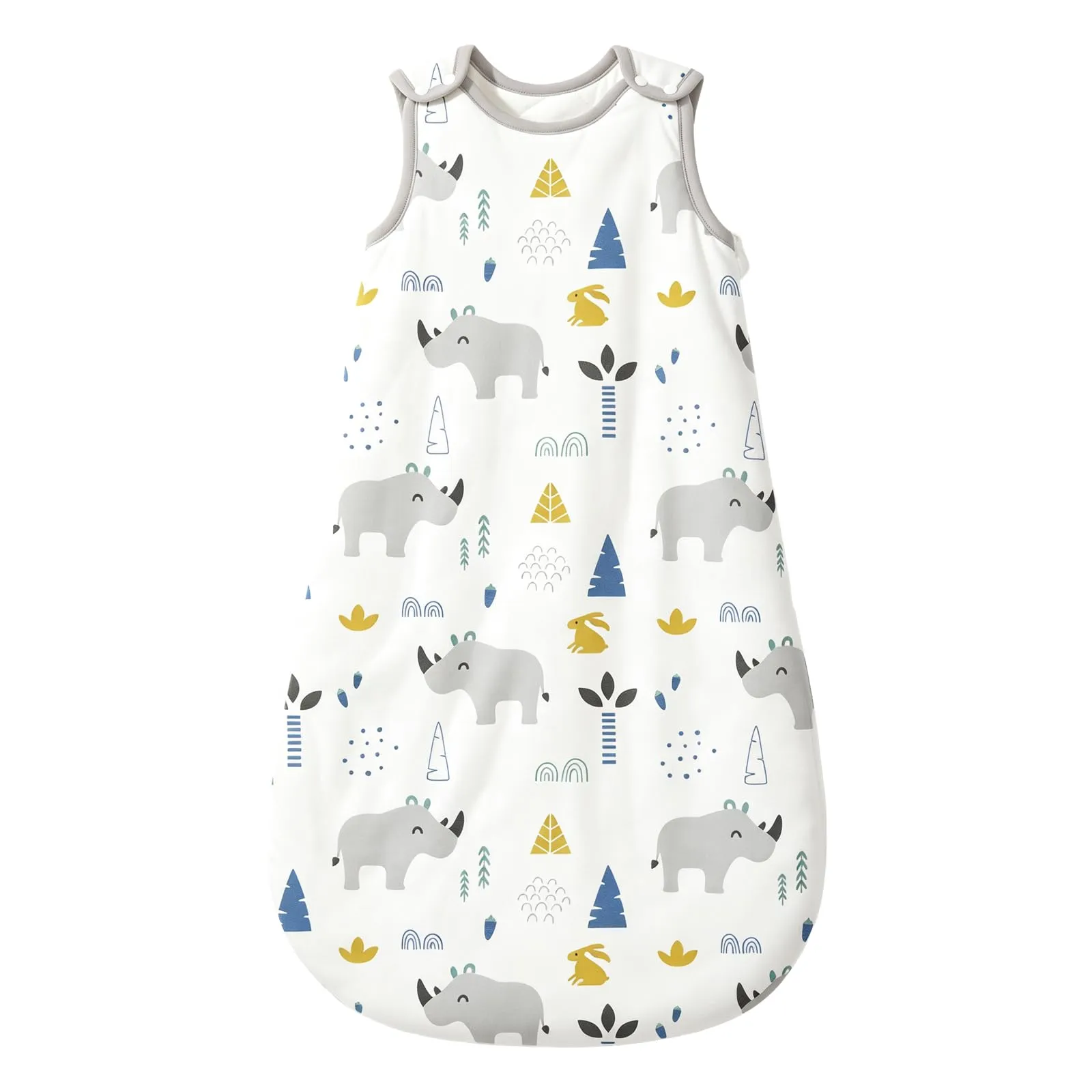 Mosebears Mosbears Sacco nanna invernale per bambini, 2,5 Tog, 100% cotone, diverse dimensioni dalla nascita fino a 24 mesi, adatto per tutto l'anno(Rinoceronte,S(0 a 6 mesi)) - immagine 1