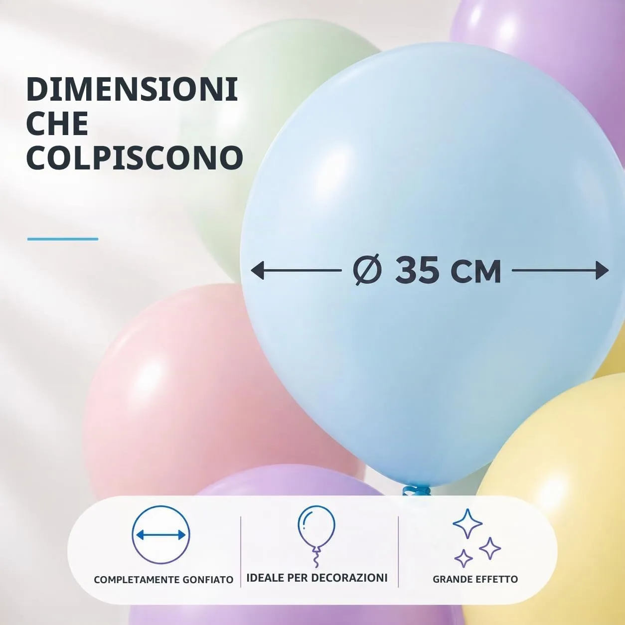 50 palloncini color pastello a forma di macaron, diametro 35 cm, per compleanni, matrimoni e feste, gonfiabili ad aria ed elio (colori a scelta) - immagine 7