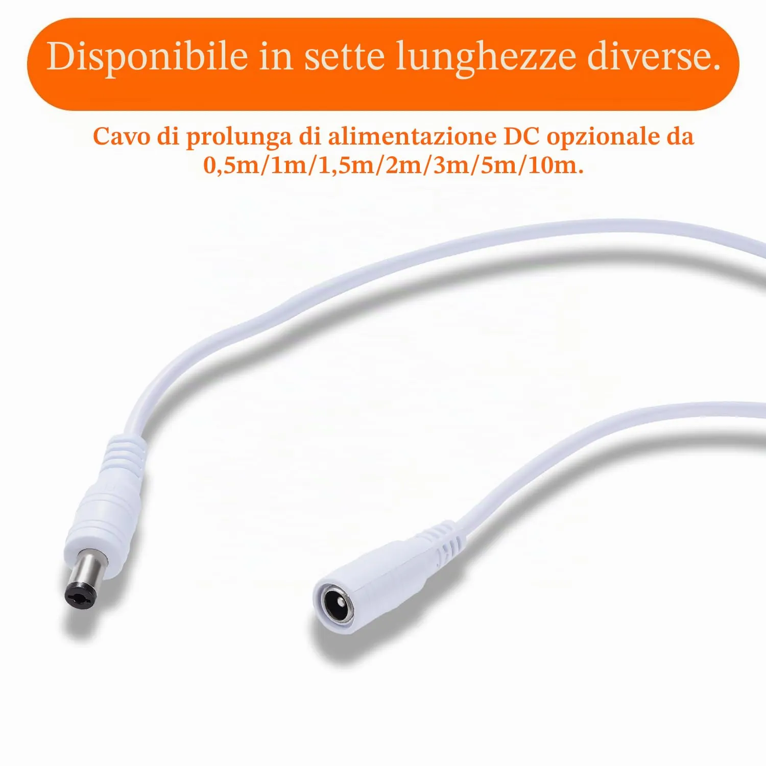 KUOQIY 2 Pezzi 3m 5.5x2.1 mm 24V 12V Cavi di Prolunga per Alimentazione DC, DC Cavo Estensione Maschio a Femmina 22AWG, per Telecamera Sicurezza CCTV, DVR, Bianco - immagine 6