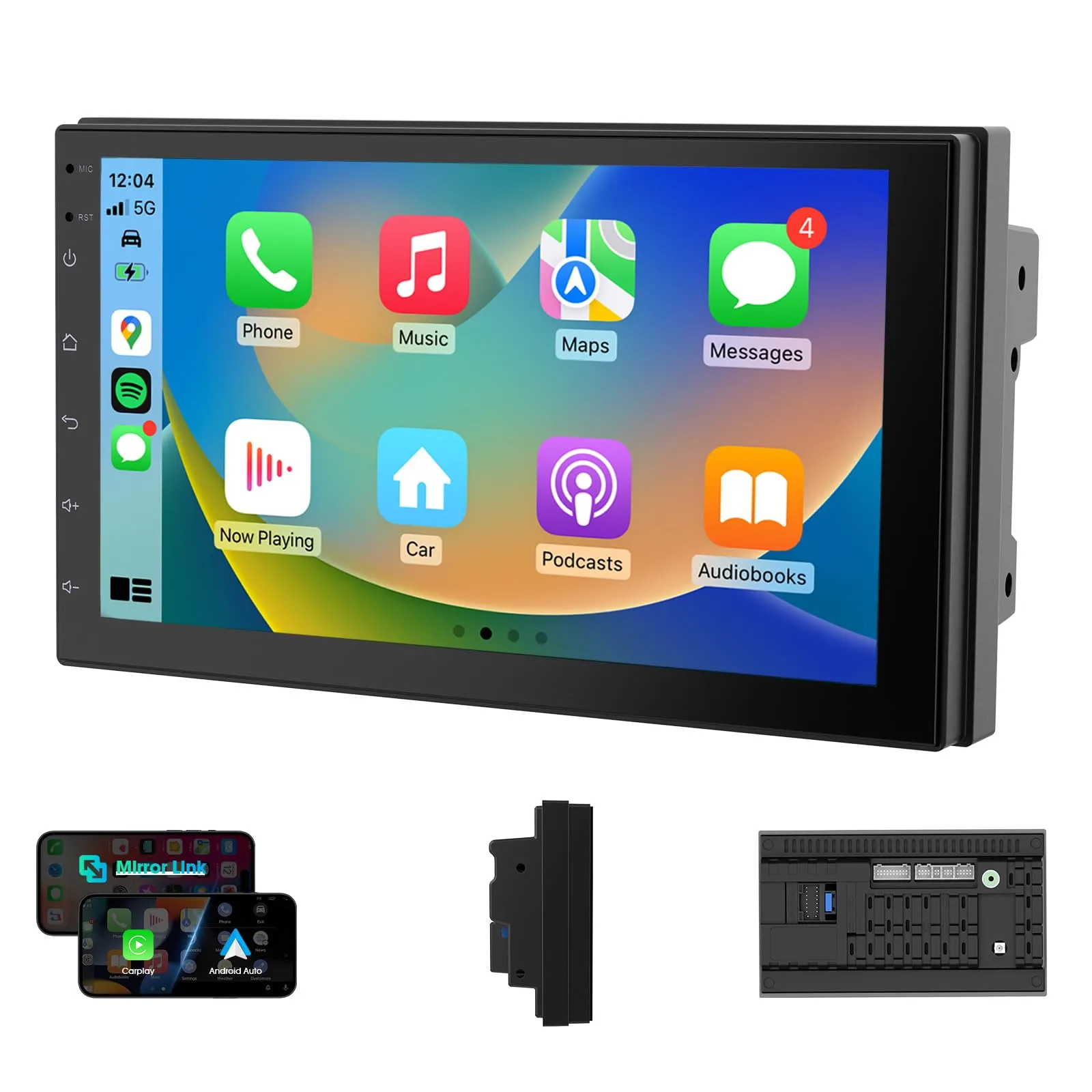 Haudio Autoradio 2 Din da 7 pollici con Wireless CarPlay e Android Auto, Autoradio Touchscreen con Mirror Link, APP,Controllo vocale, Supporto scheda SD/TF, SWC/FM/AM Senza Telecamera di Backup 2+32GB - immagine 1