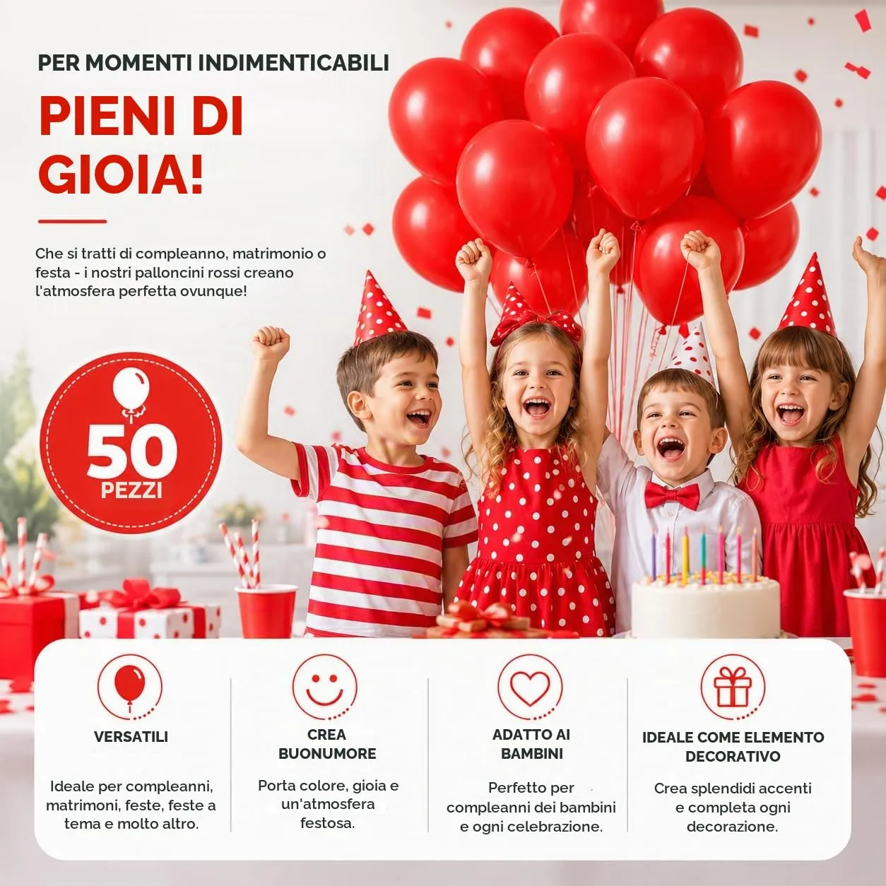 50x palloncini (rosso) - immagine 3