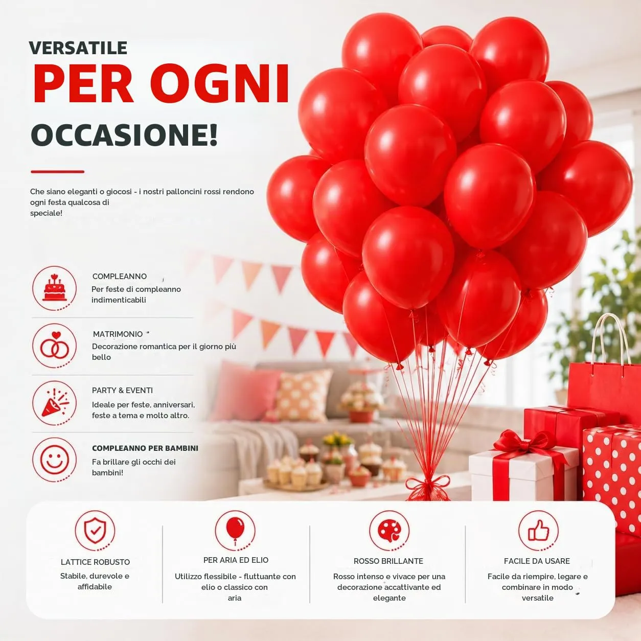 50x palloncini (rosso) - immagine 4