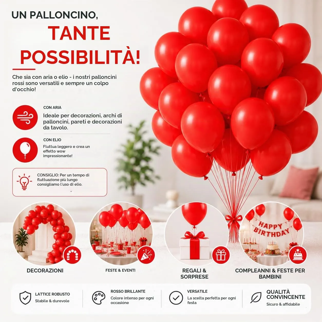 50x palloncini (rosso) - immagine 6