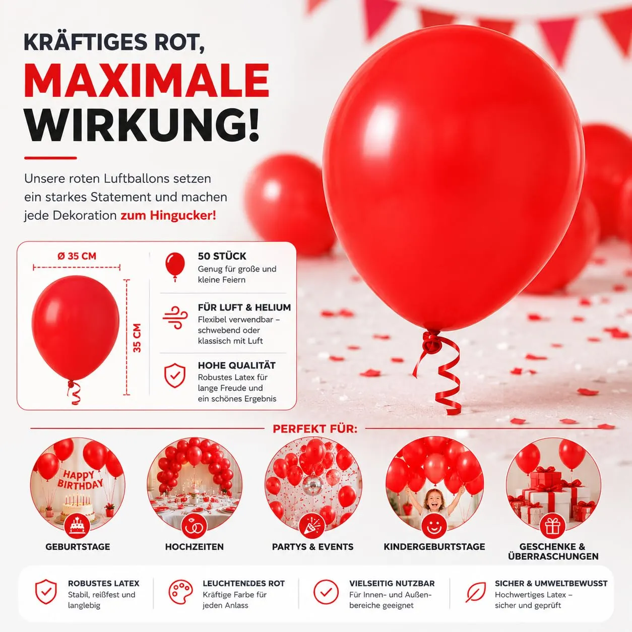 50x palloncini (rosso) - immagine 8