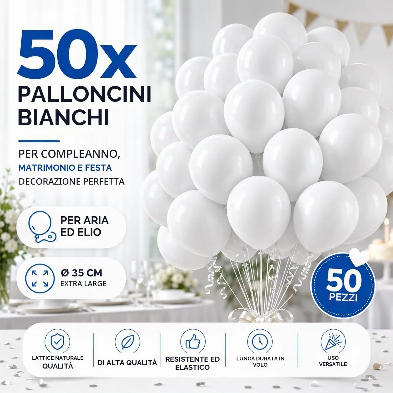 50x palloncini (bianco) - immagine 3