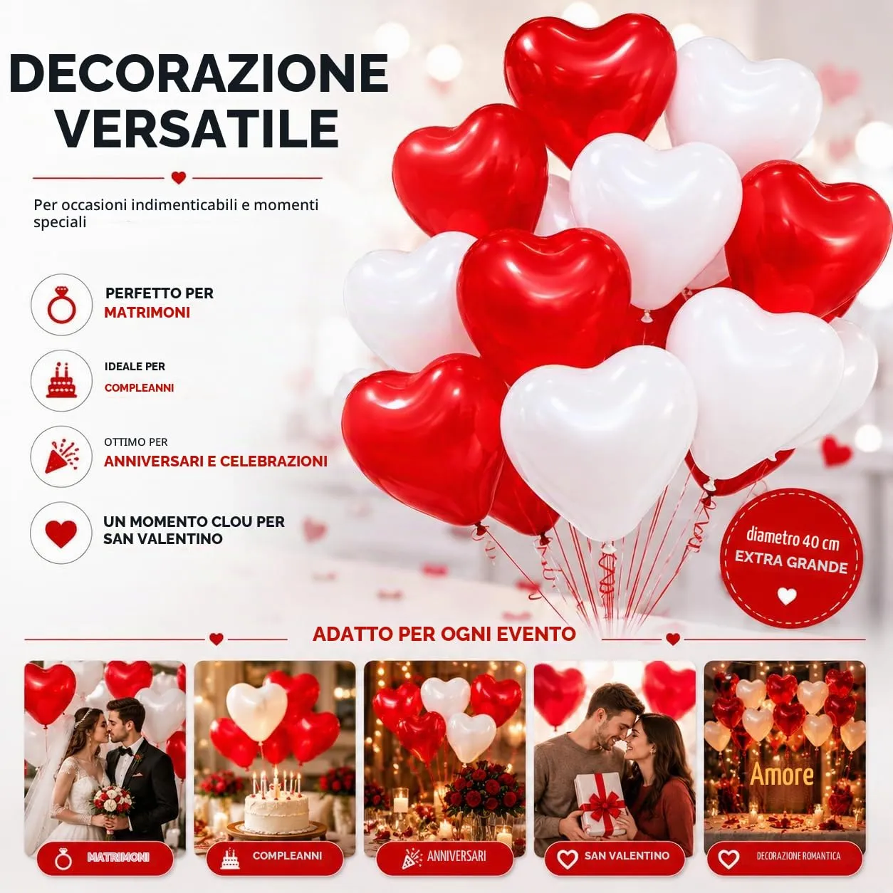 50x palloncini (cuore) - immagine 4
