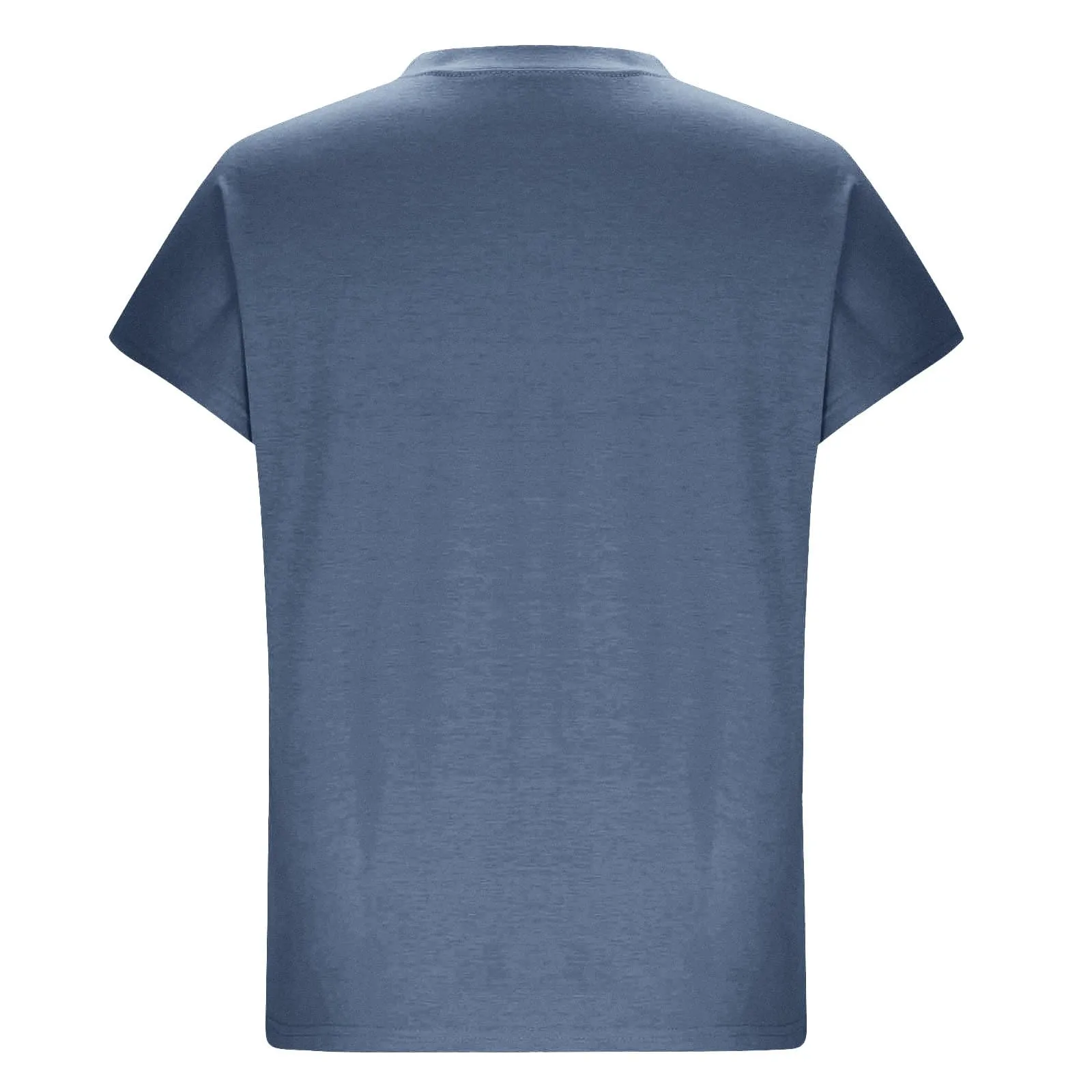 Masrin Maglietta da donna in tinta unita, con scollo a V, a maniche corte, maniche raglan, vestibilità normale, top con spacco laterale, tunica estiva, Blu marino, M - immagine 5