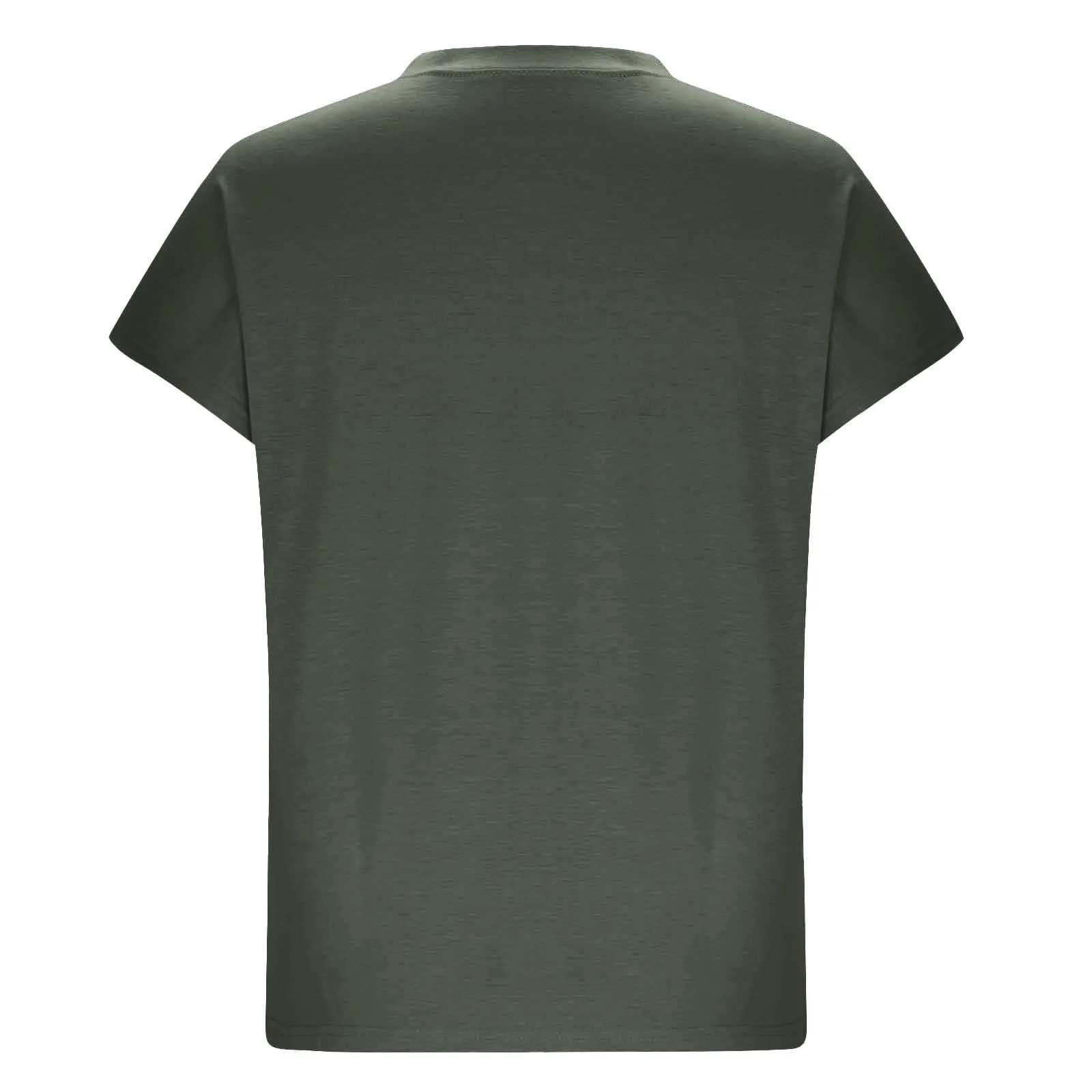 Masrin Maglietta da donna in tinta unita, con scollo a V, a maniche corte, maniche raglan, vestibilità normale, top con spacco laterale, tunica estiva, verde scuro, S - immagine 5