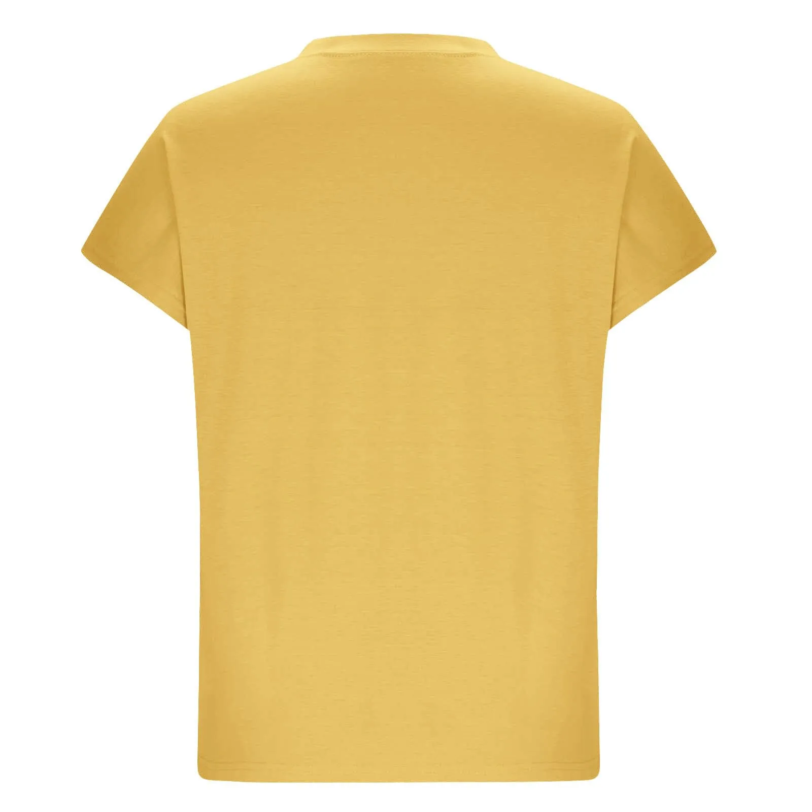 Masrin Maglietta da donna in tinta unita, con scollo a V, a maniche corte, maniche raglan, vestibilità normale, top con spacco laterale, tunica estiva, giallo., S - immagine 5