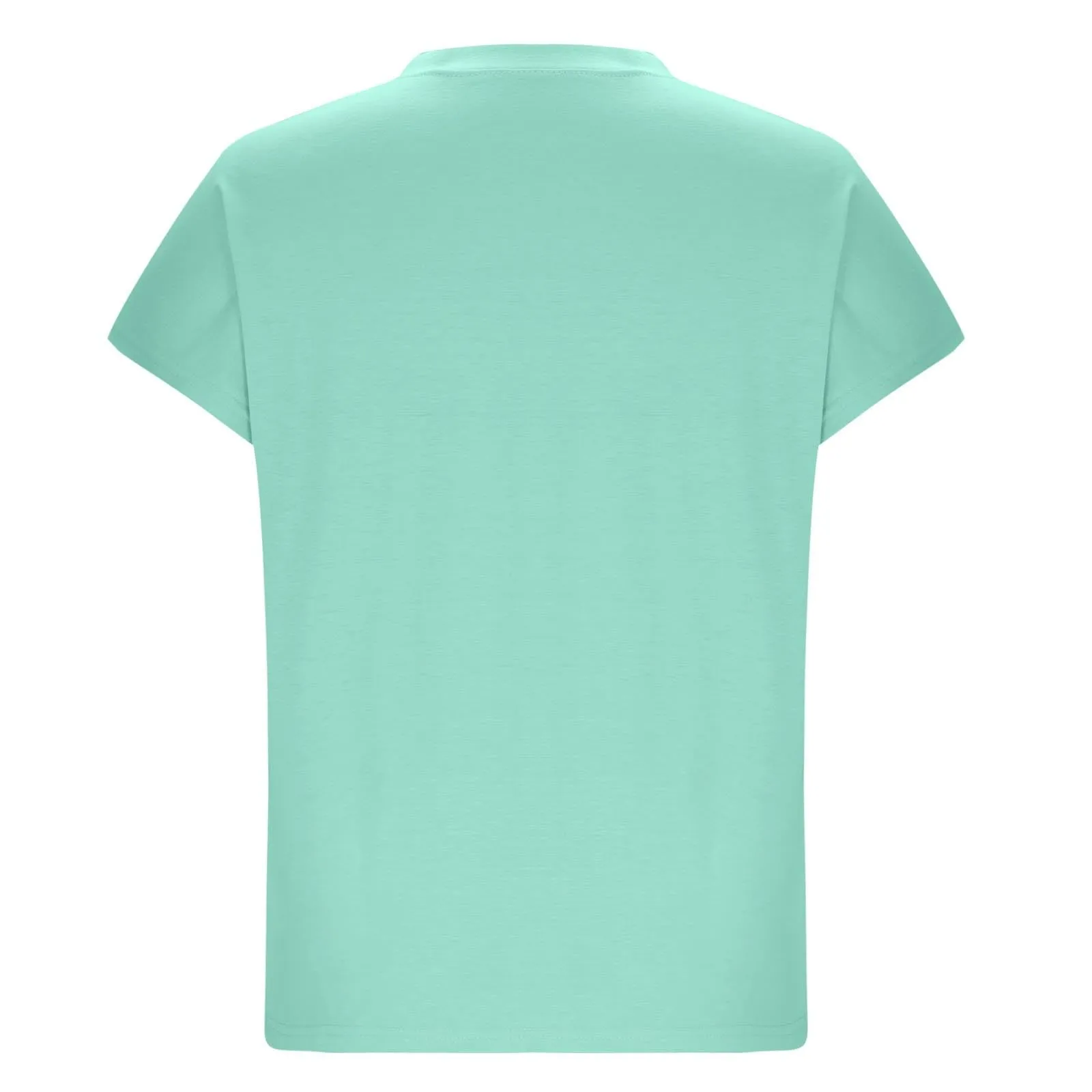 Masrin Maglietta da donna in tinta unita, con scollo a V, a maniche corte, maniche raglan, vestibilità normale, top con spacco laterale, tunica estiva, Verde menta, S - immagine 6