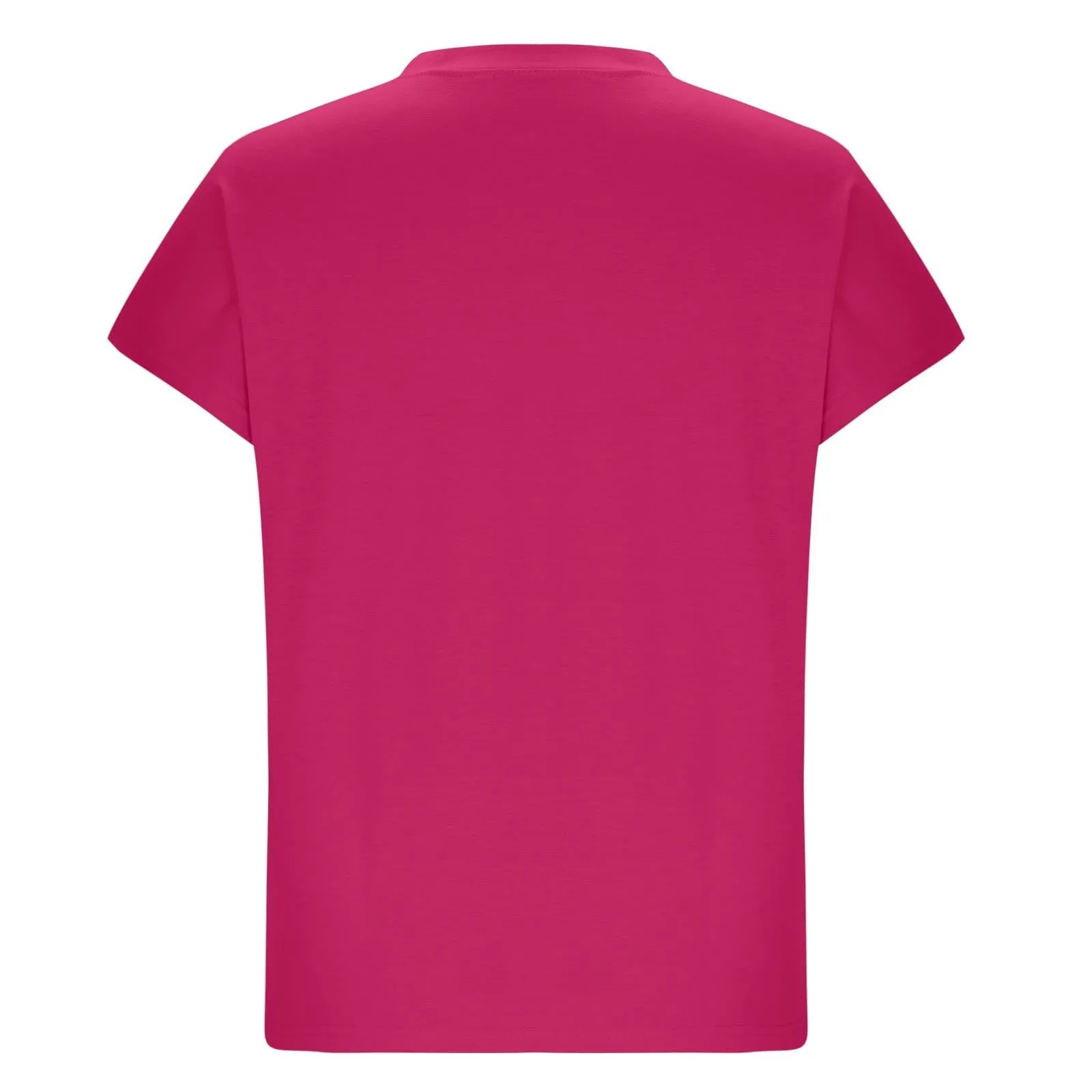 Masrin Maglietta da donna in tinta unita, con scollo a V, a maniche corte, maniche raglan, vestibilità normale, top con spacco laterale, tunica estiva, P-ink, S - immagine 5