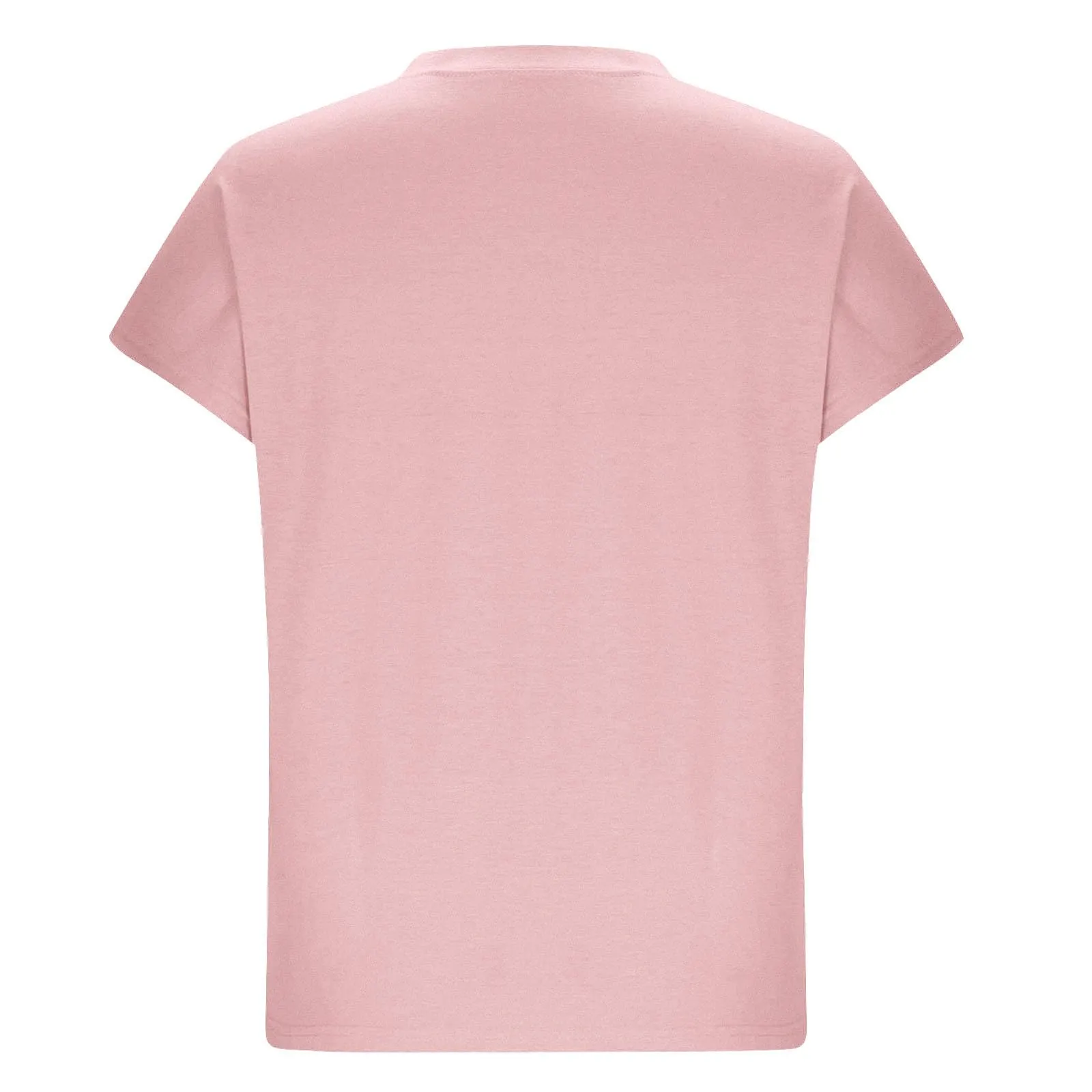 Masrin Maglietta da donna in tinta unita, con scollo a V, a maniche corte, maniche raglan, vestibilità normale, top con spacco laterale, tunica estiva, Colore: rosa., L - immagine 5
