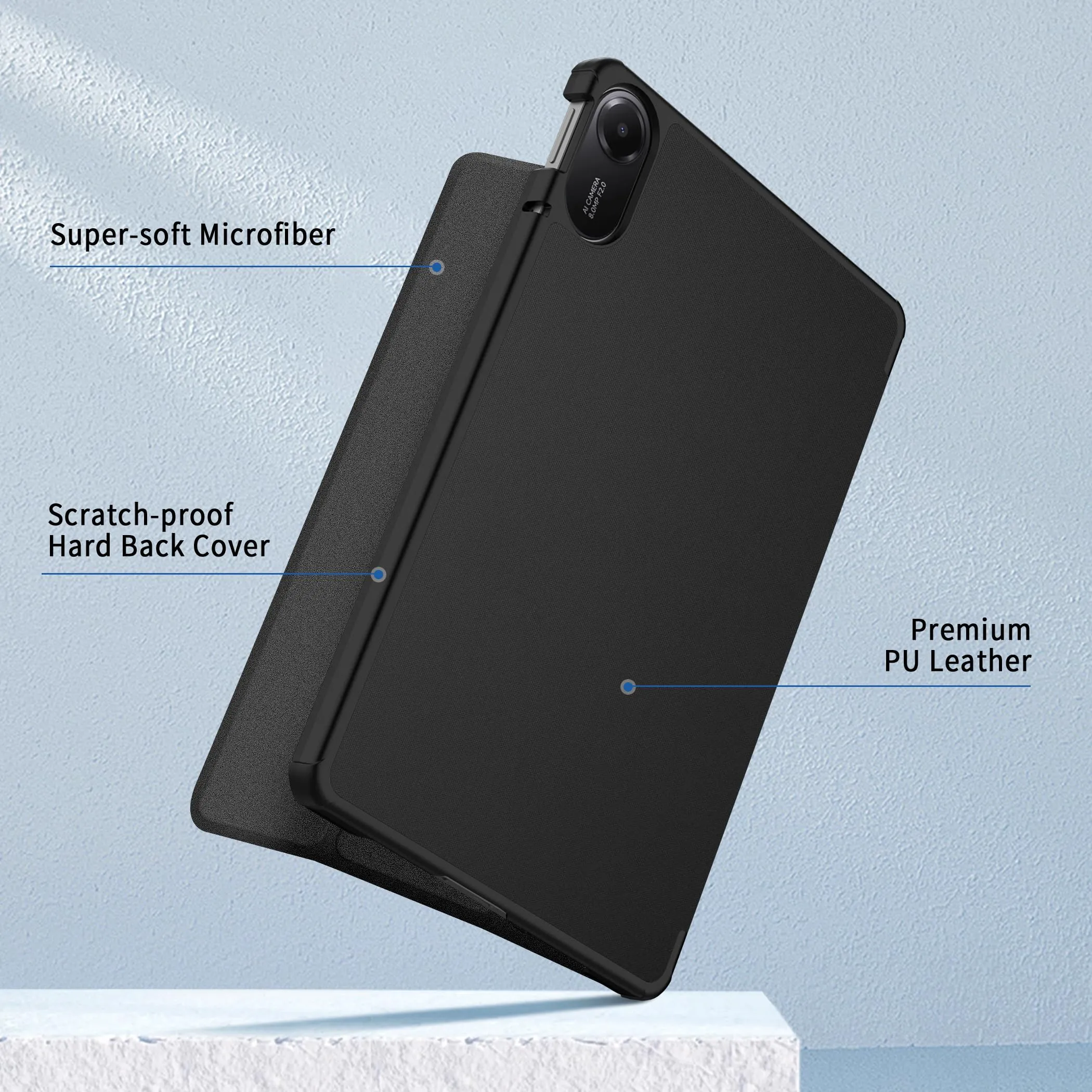EasyAcc Custodia Cover Compatibile con Xiaomi Redmi Pad 2 11 Pollici -Ultra Sottile con Cover Leggero Supporto in Pelle PU Case, Nero - immagine 4