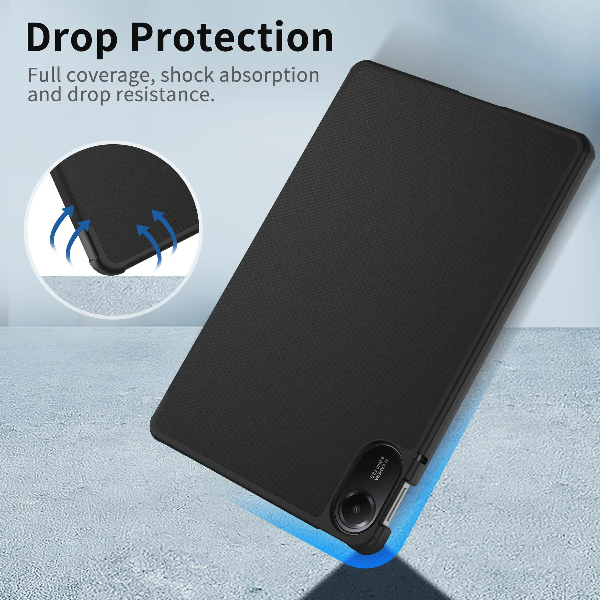 EasyAcc Custodia Cover Compatibile con Xiaomi Redmi Pad 2 11 Pollici -Ultra Sottile con Cover Leggero Supporto in Pelle PU Case, Nero - immagine 6
