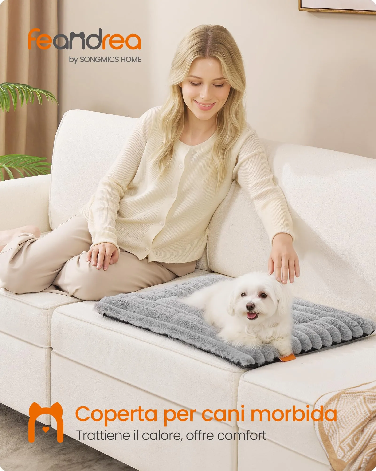 Feandrea Cuccia Cane Interno, Cuscino Cane, 60 x 45 cm, Lavatrice - immagine 2