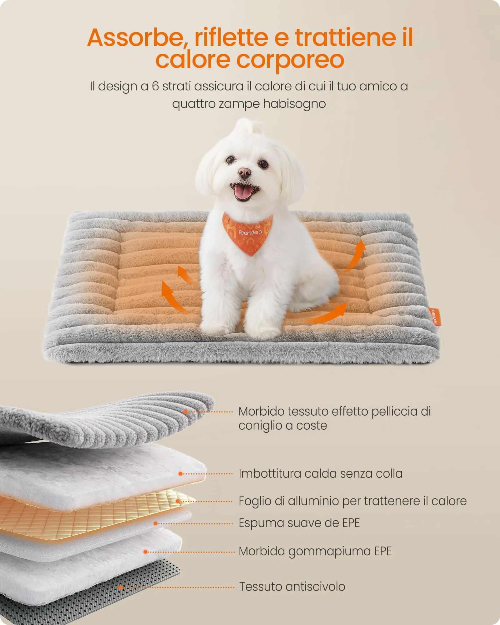 Feandrea Cuccia Cane Interno, Cuscino Cane, 60 x 45 cm, Lavatrice - immagine 3