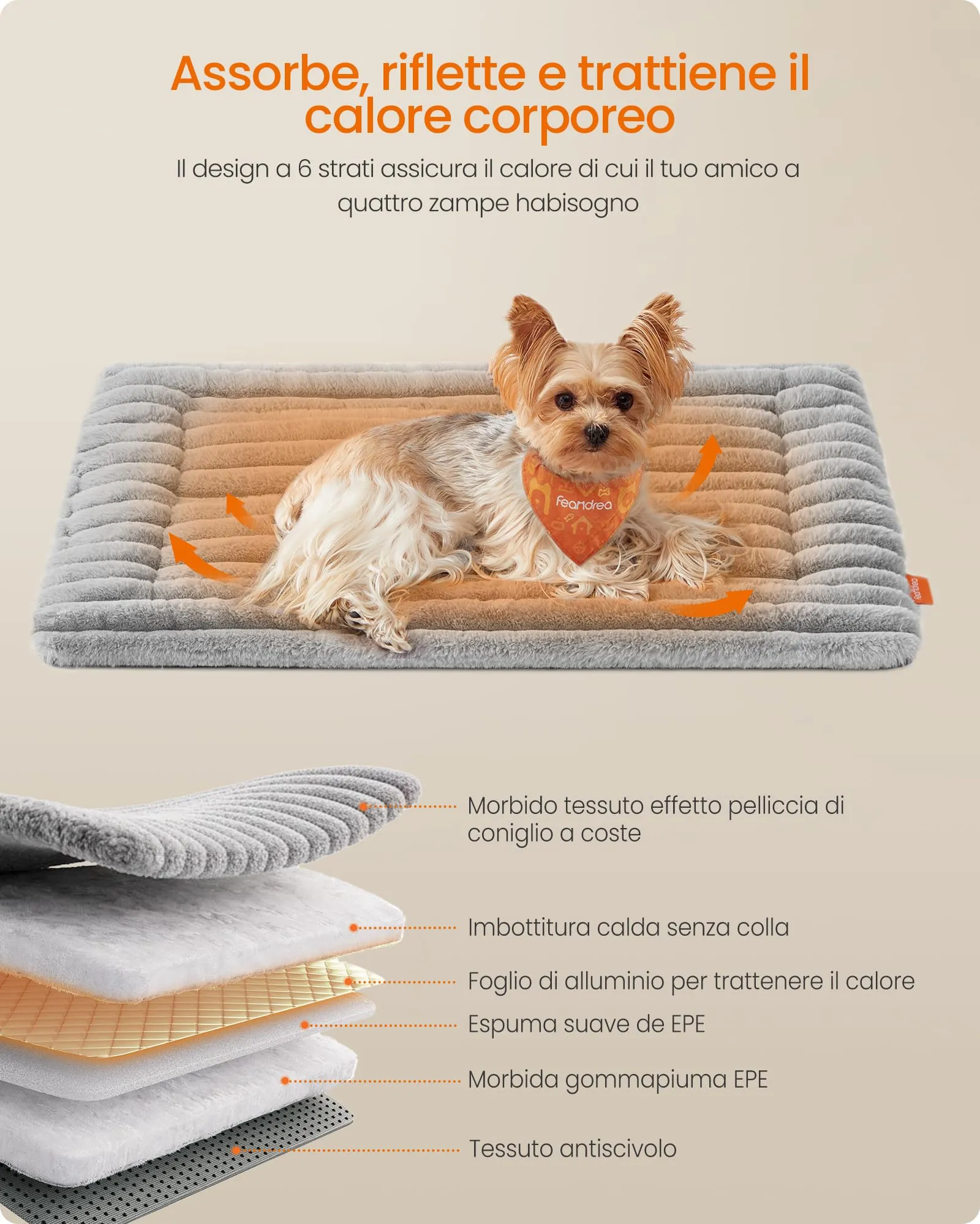 Feandrea Cuccia Cane Interno, Cuscino Cane, 75 x 50 cm, Lavatrice - immagine 3