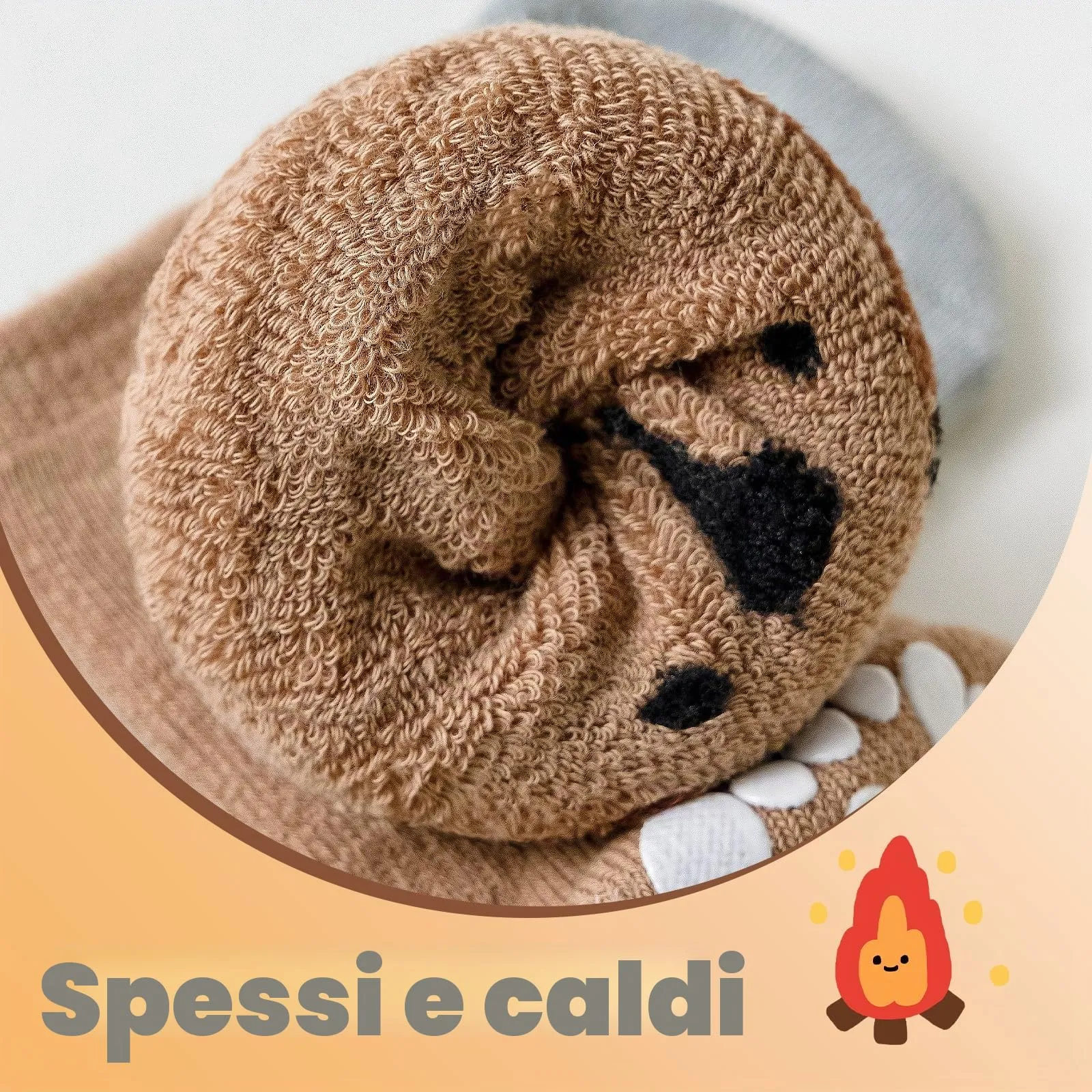 SockWaddles calzini antiscivolo bambino, 5 paia calze termiche bambino con animali carini. Calzini termici bambino invernali per bimbi 0-12 mesi - immagine 5