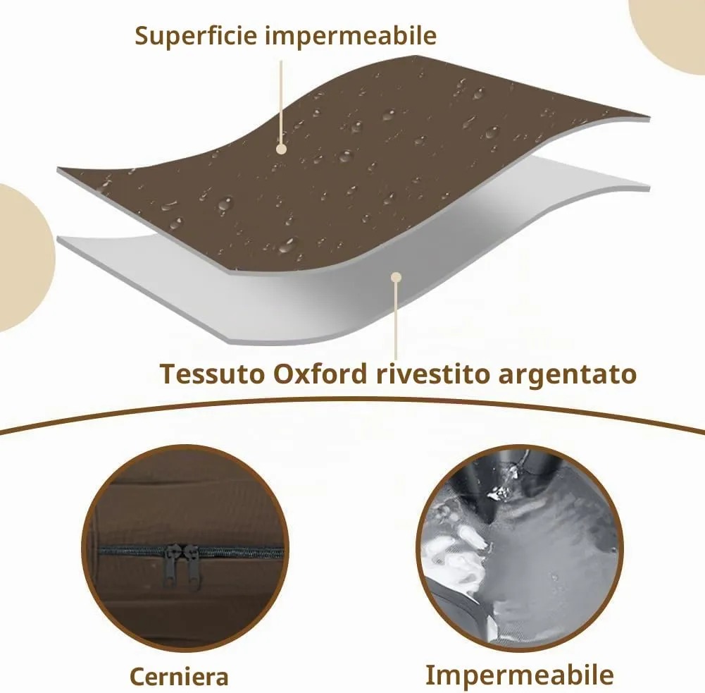 DUJUIKE Coprimaterasso di ricambio impermeabile per cani, coprimaterasso per animali domestici, coprimaterasso per cani lavabile e sfoderabile, copricuccia con cerniera (Marrone, XXL(137 x 92 x 10cm)) - immagine 3