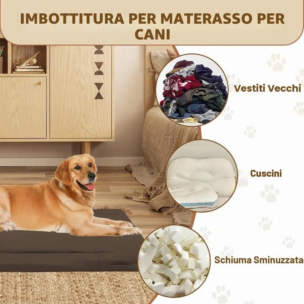 DUJUIKE Coprimaterasso di ricambio impermeabile per cani, coprimaterasso per animali domestici, coprimaterasso per cani lavabile e sfoderabile, copricuccia con cerniera (Marrone, XXL(137 x 92 x 10cm)) - immagine 6