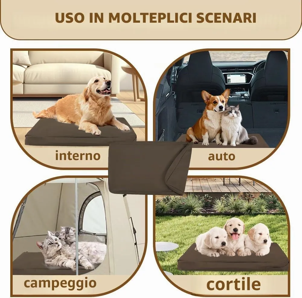 DUJUIKE Coprimaterasso di ricambio impermeabile per cani, coprimaterasso per animali domestici, coprimaterasso per cani lavabile e sfoderabile, copricuccia con cerniera (Marrone, XXL(137 x 92 x 10cm)) - immagine 8