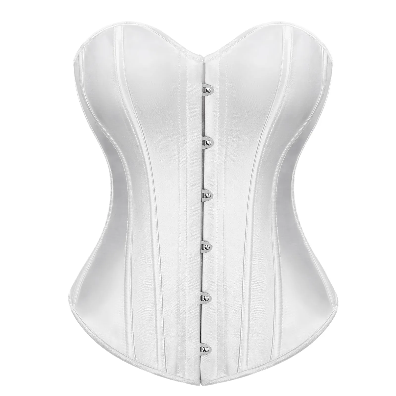 LEACOOLKEY - Top da donna, corsetto gotico, push-up, bodyshaper, cincher per la vita, per Halloween e Carnevale, XS-XXL, bianco, M - immagine 1