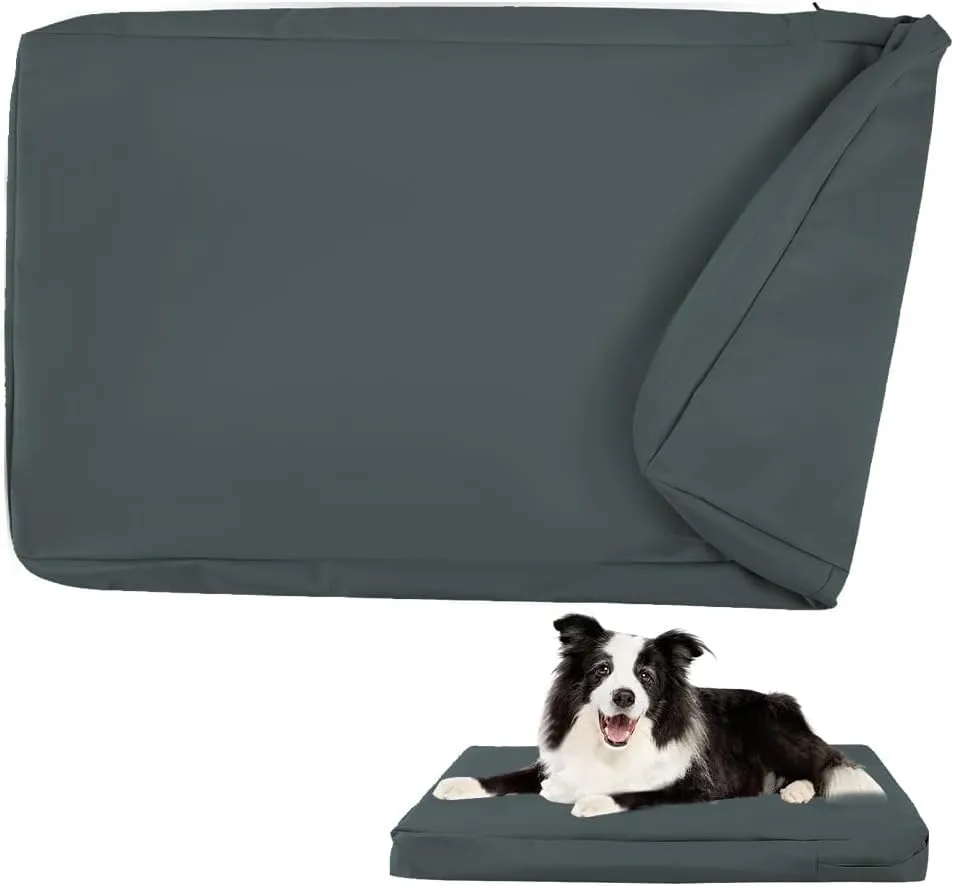 DUJUIKE Coprimaterasso di Ricambio Impermeabile per Cani, coprimaterasso per Animali Domestici, coprimaterasso per Cani Lavabile e sfoderabile, copricuccia (Grigio Scuro, XXL(137 x 92 x 10cm)) - immagine 1
