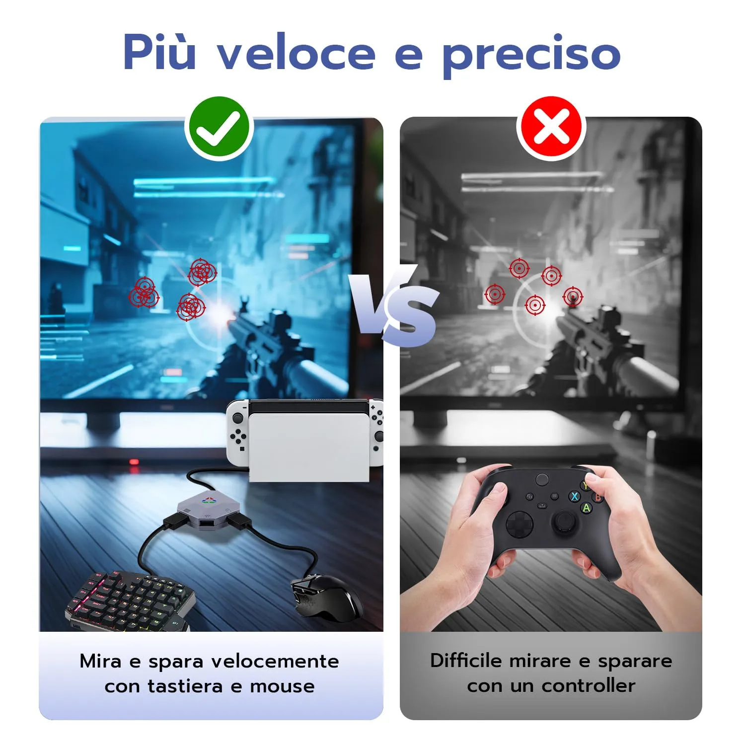 Wigearss Adattatore Mouse Tastiera Convertitore per Nintendo Switch, PS4, PS3, Xbox Series X/S, Xbox One, One X/S - immagine 7