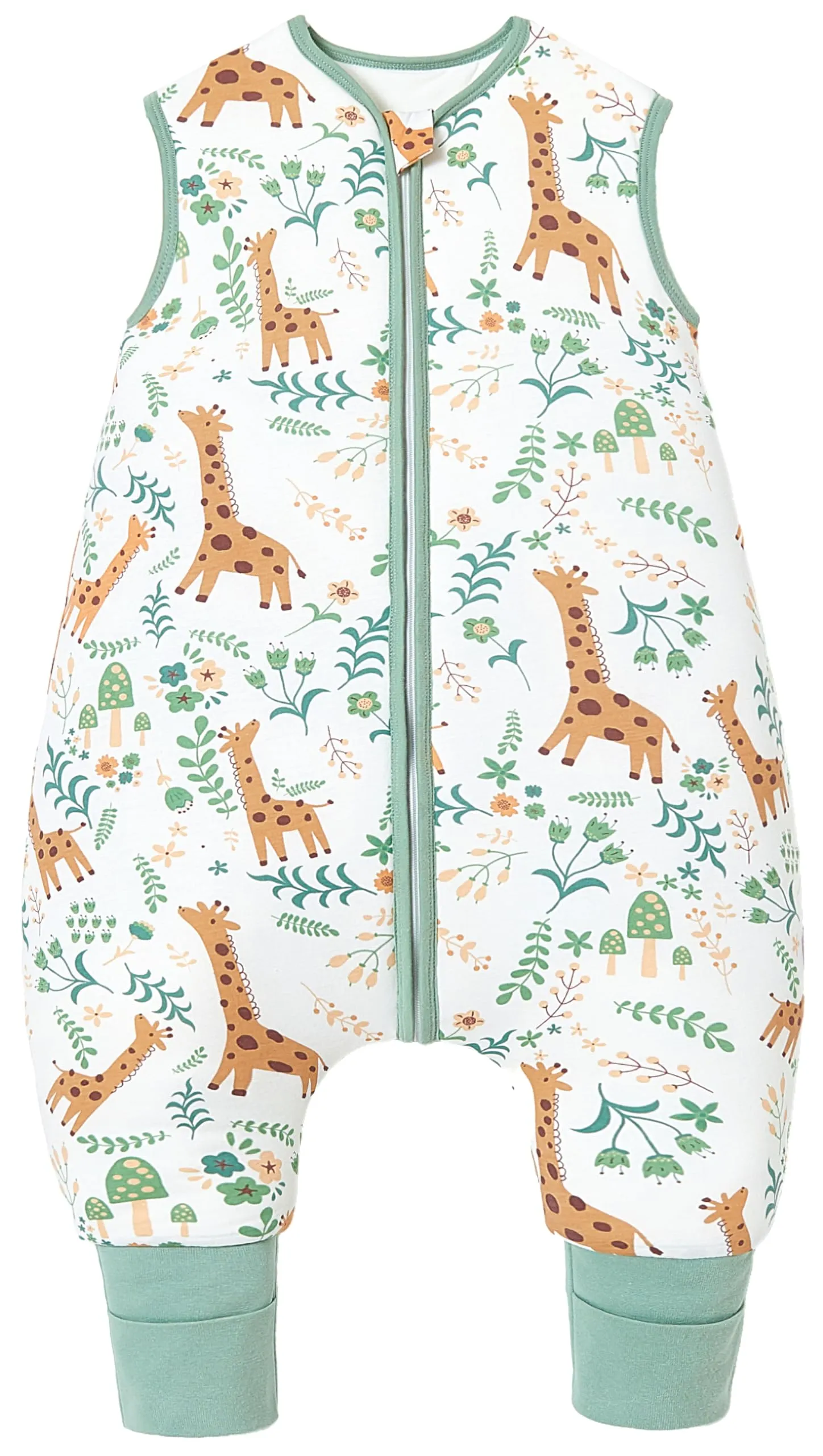 Chilsuessy - Sacco nanna per bambino con piedini 2.5 Tog, cotone, per tutto l'anno, 2.5 Tog/Giraffa, - immagine 1