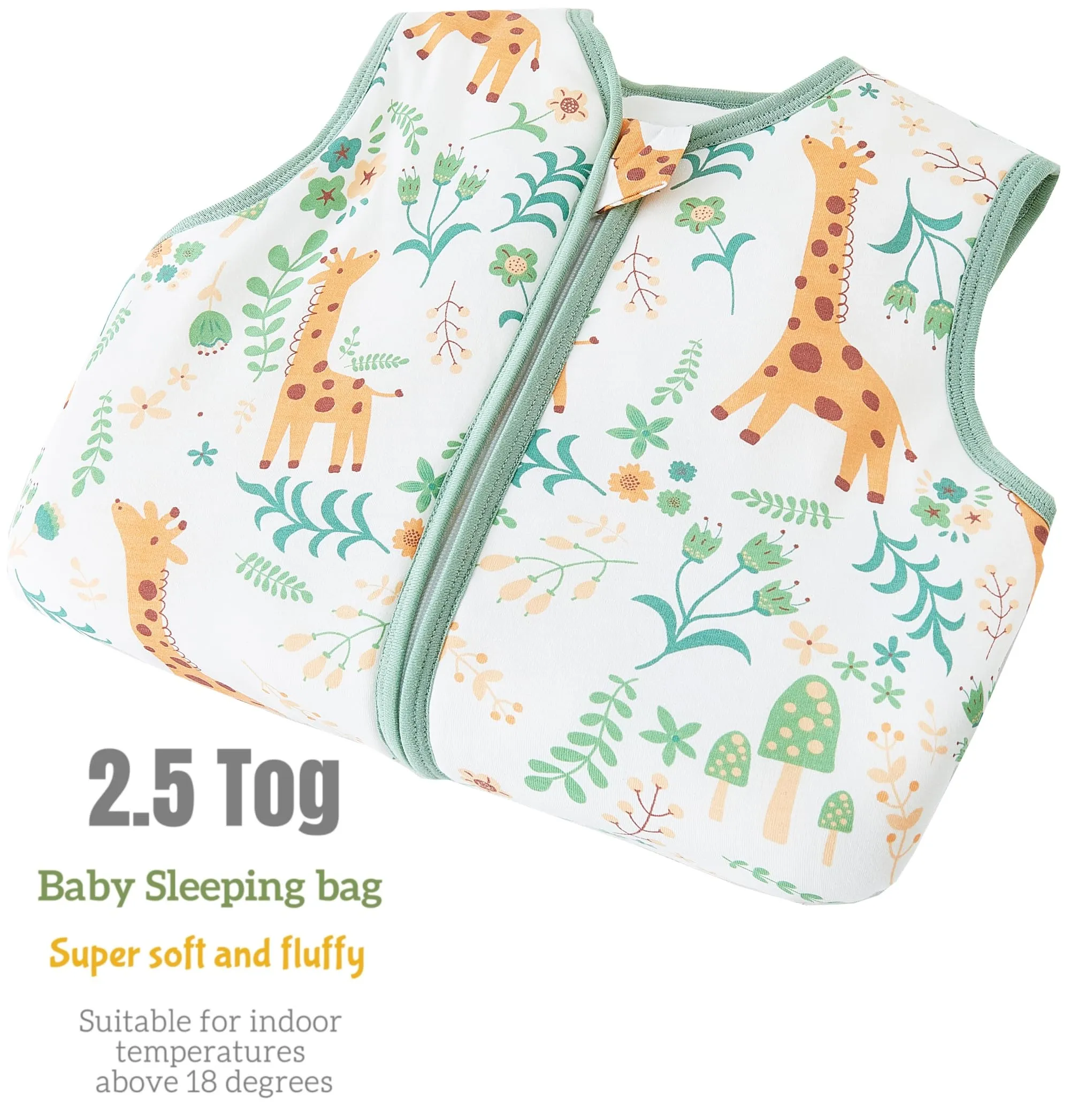 Chilsuessy Sacco nanna invernale per bambini, 2,5 Tog, unisex, per tutto l'anno, con piedi, a giraffa, 80 cm, altezza del bambino 85-95 cm - immagine 2