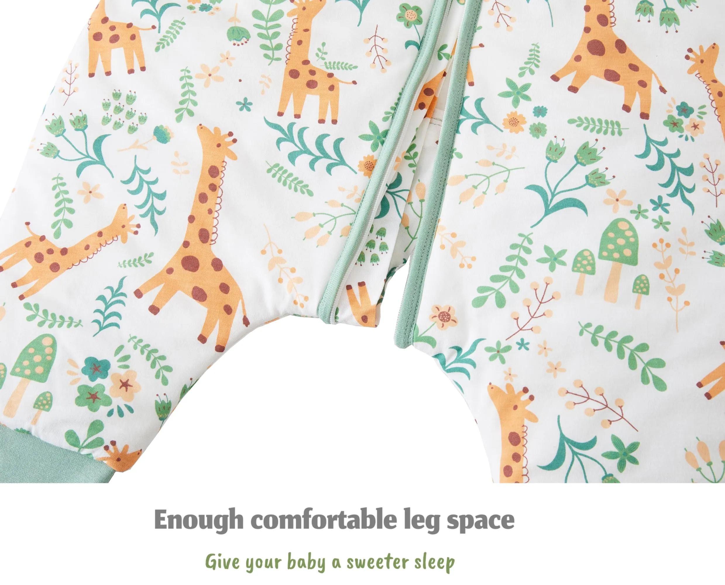 Chilsuessy Sacco nanna invernale per bambini, 2,5 Tog, unisex, per tutto l'anno, con piedi, a giraffa, 80 cm, altezza del bambino 85-95 cm - immagine 5