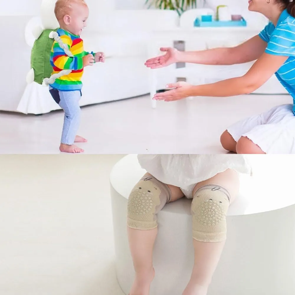 Furforstk protezione testa bambino con ginocchiere caschetto primi passi Traspirante casco neonato primi passi per gattonare e camminare, Regolabile (Tartaruga) Il bambino non resiste - immagine 2