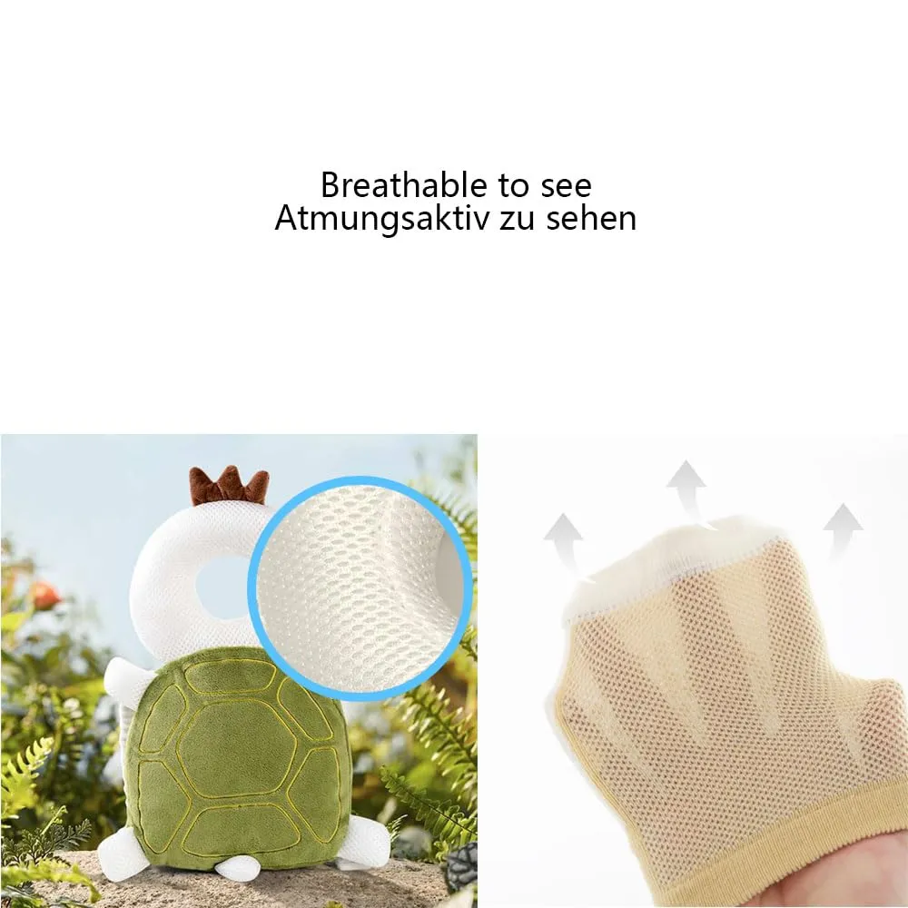 Furforstk protezione testa bambino con ginocchiere caschetto primi passi Traspirante casco neonato primi passi per gattonare e camminare, Regolabile (Tartaruga) Il bambino non resiste - immagine 4