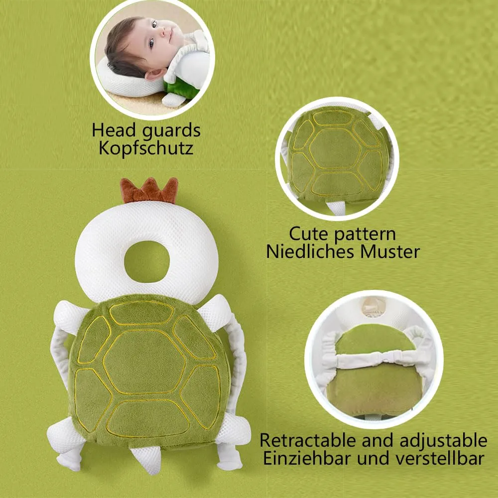 Furforstk protezione testa bambino con ginocchiere caschetto primi passi Traspirante casco neonato primi passi per gattonare e camminare, Regolabile (Tartaruga) Il bambino non resiste - immagine 5